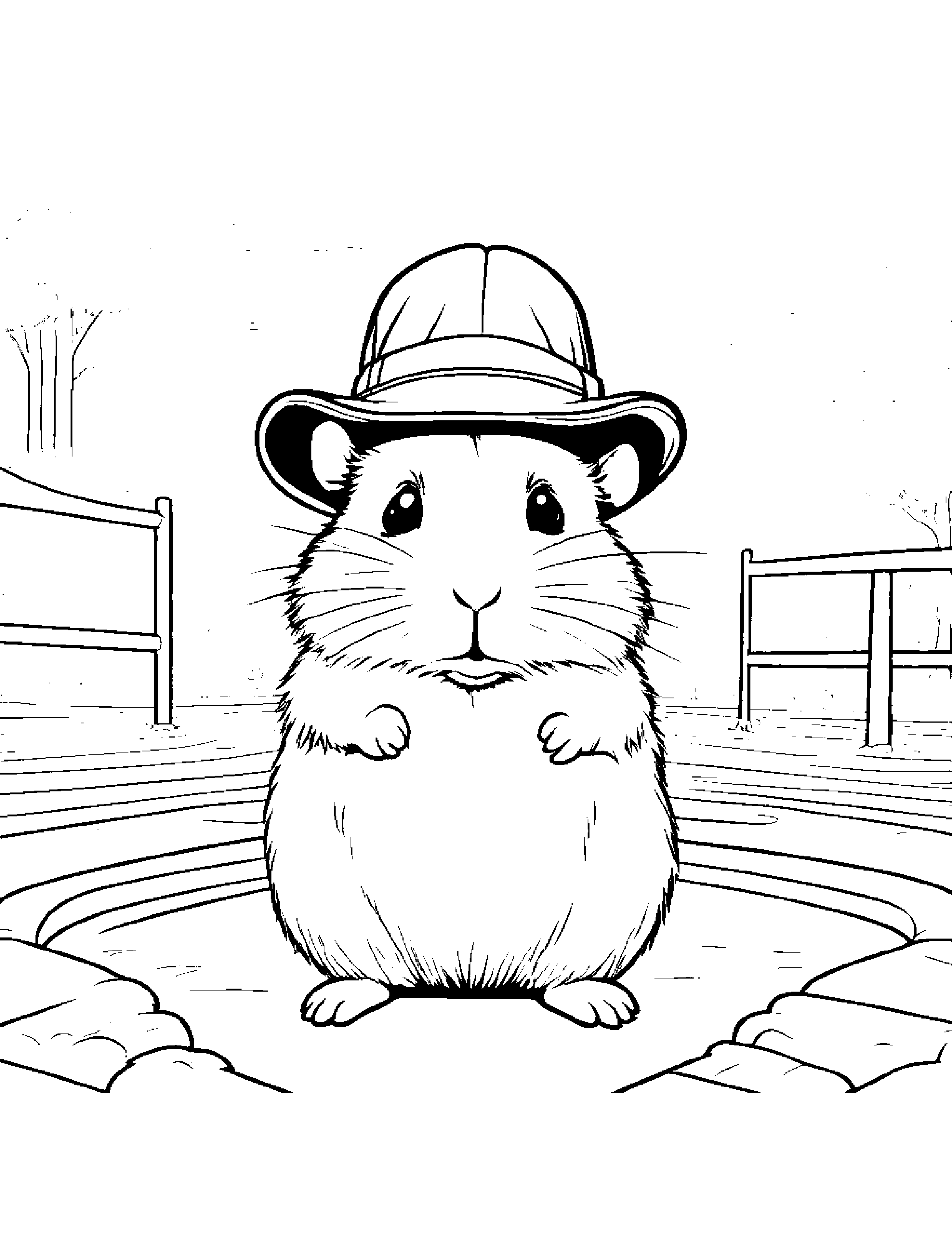 Hamster With A Cute Hat At The Playground #2 Coloring Page (Free Printable PDF)