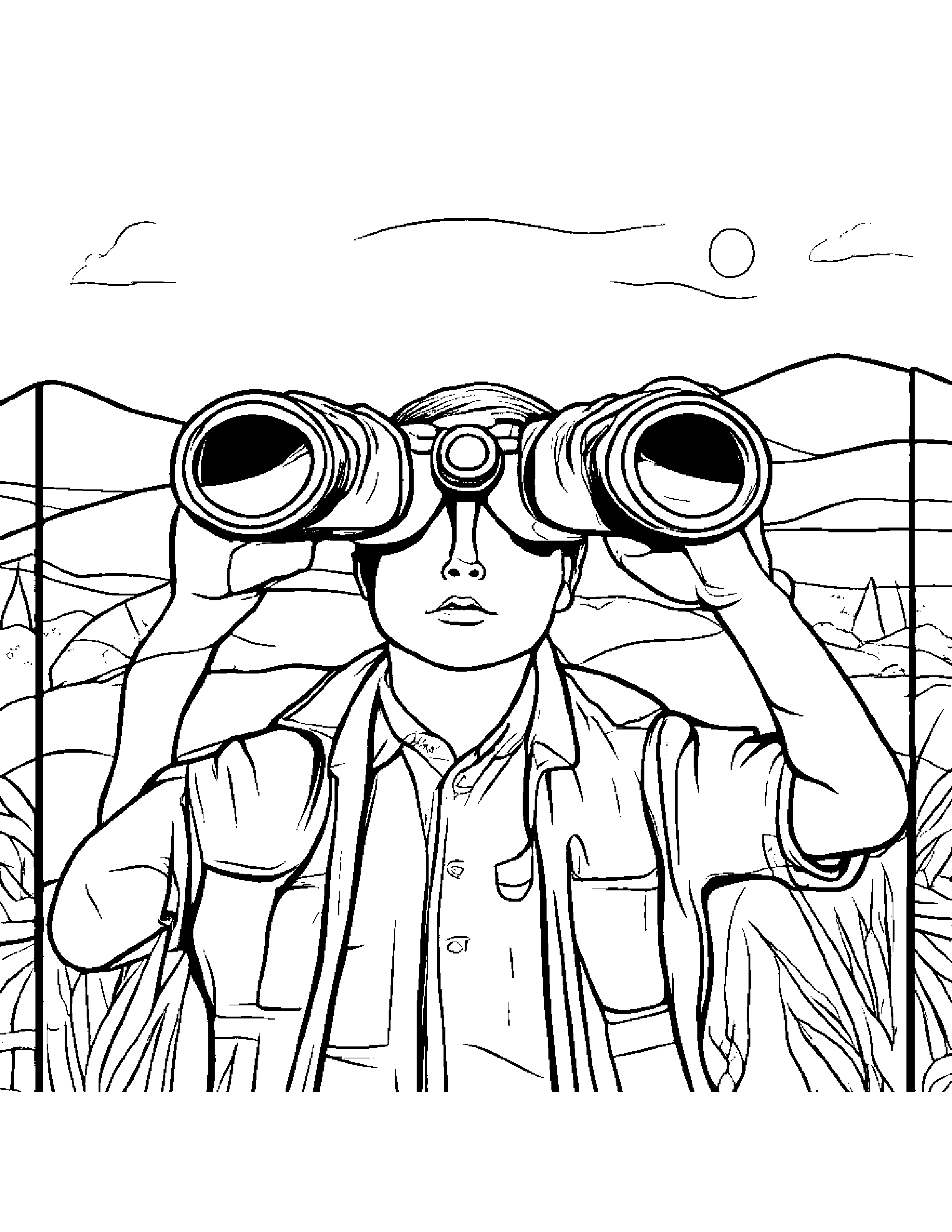 Helpful Binoculars #3 Coloring Page (Free Printable PDF)