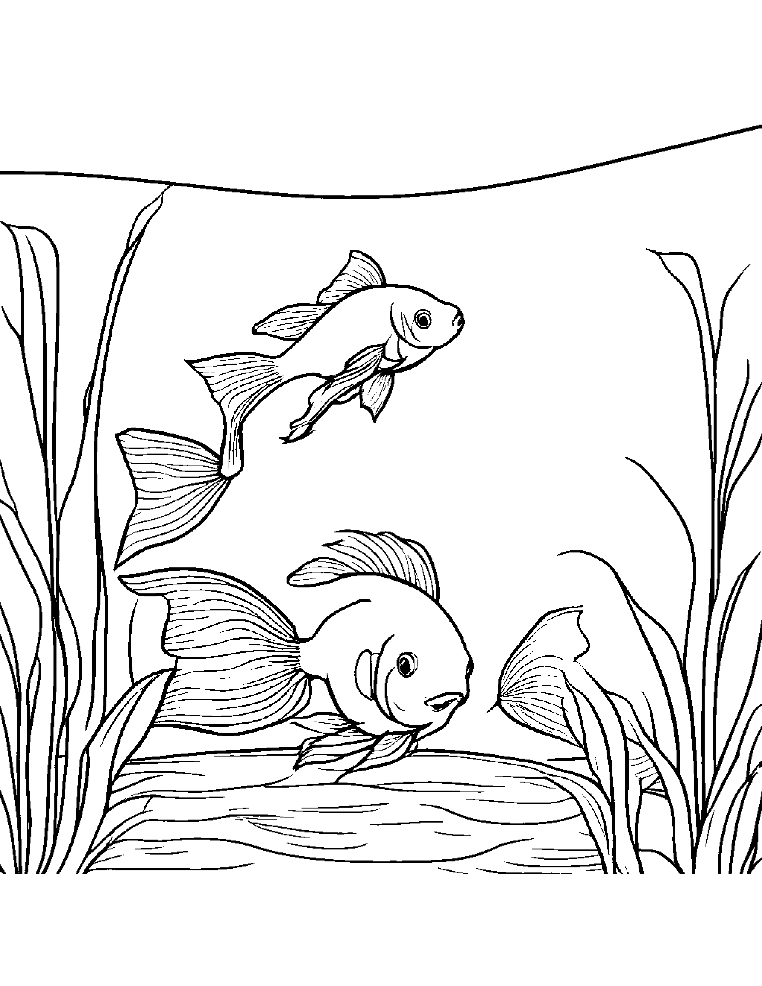 Helpful Goldfish In A Classroom Corner Coloring Page (Free Printable PDF)