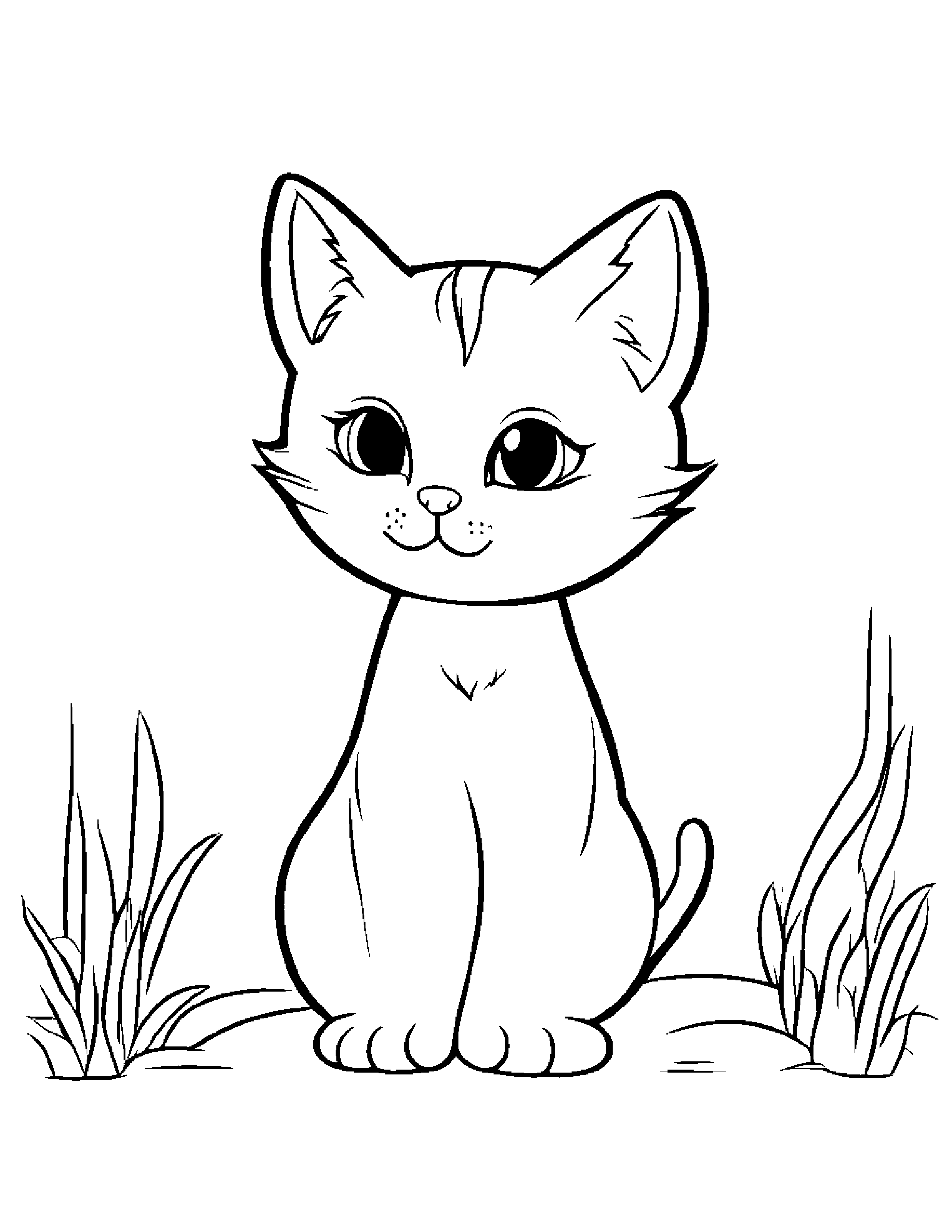 Helpful Kitty Waving #2 Coloring Page (Free Printable PDF)
