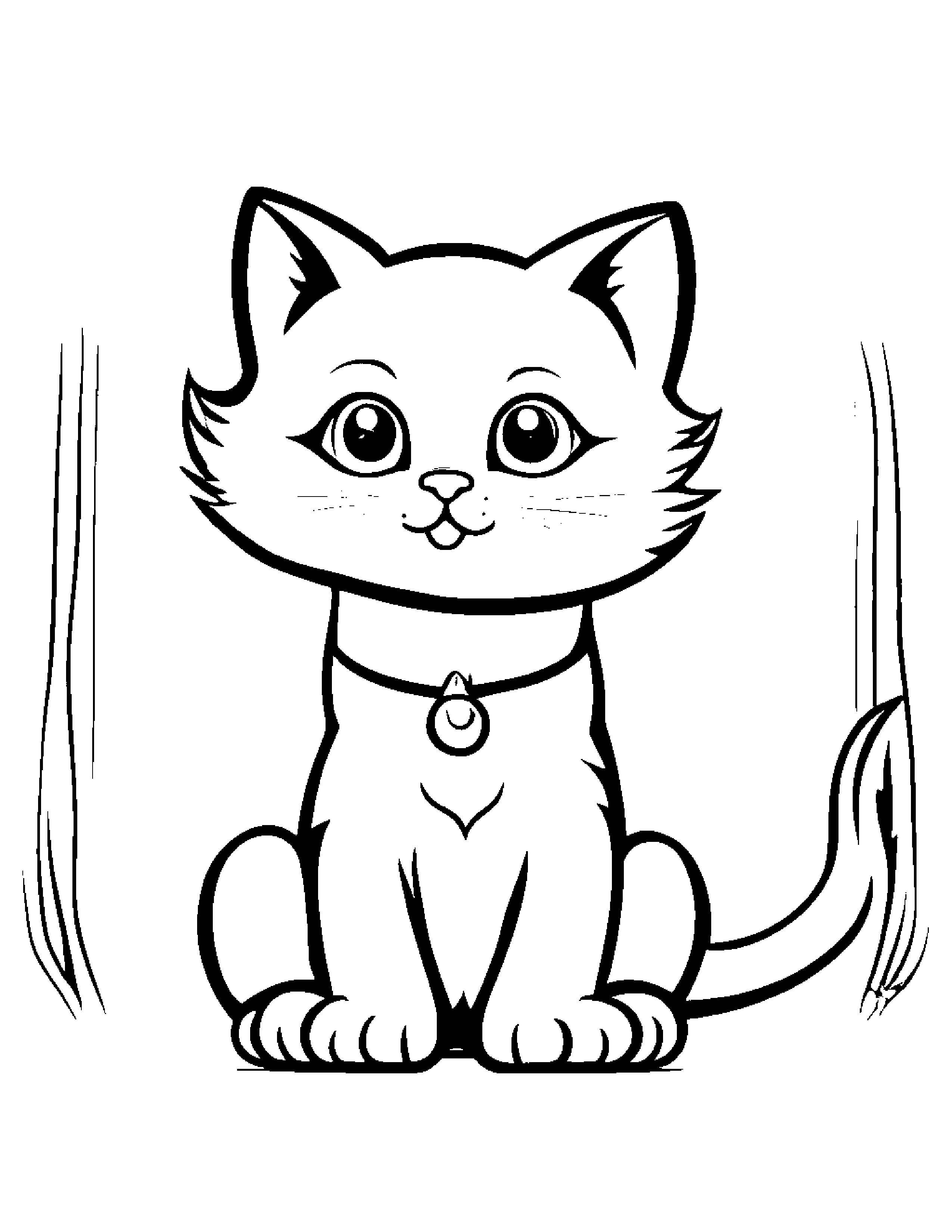 Helpful Kitty Waving Coloring Page (Free Printable PDF)