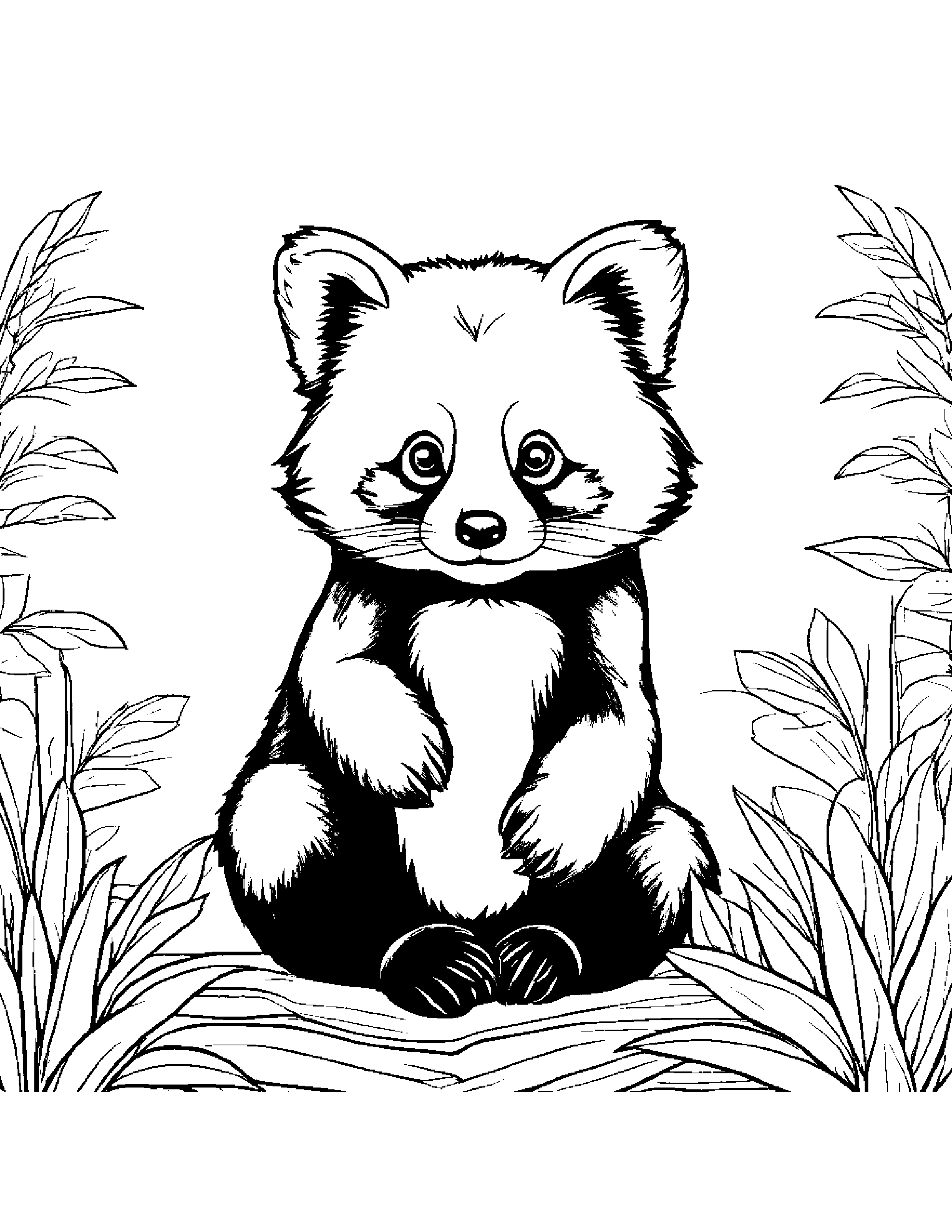 Helpful Red Panda #2 Coloring Page (Free Printable PDF)