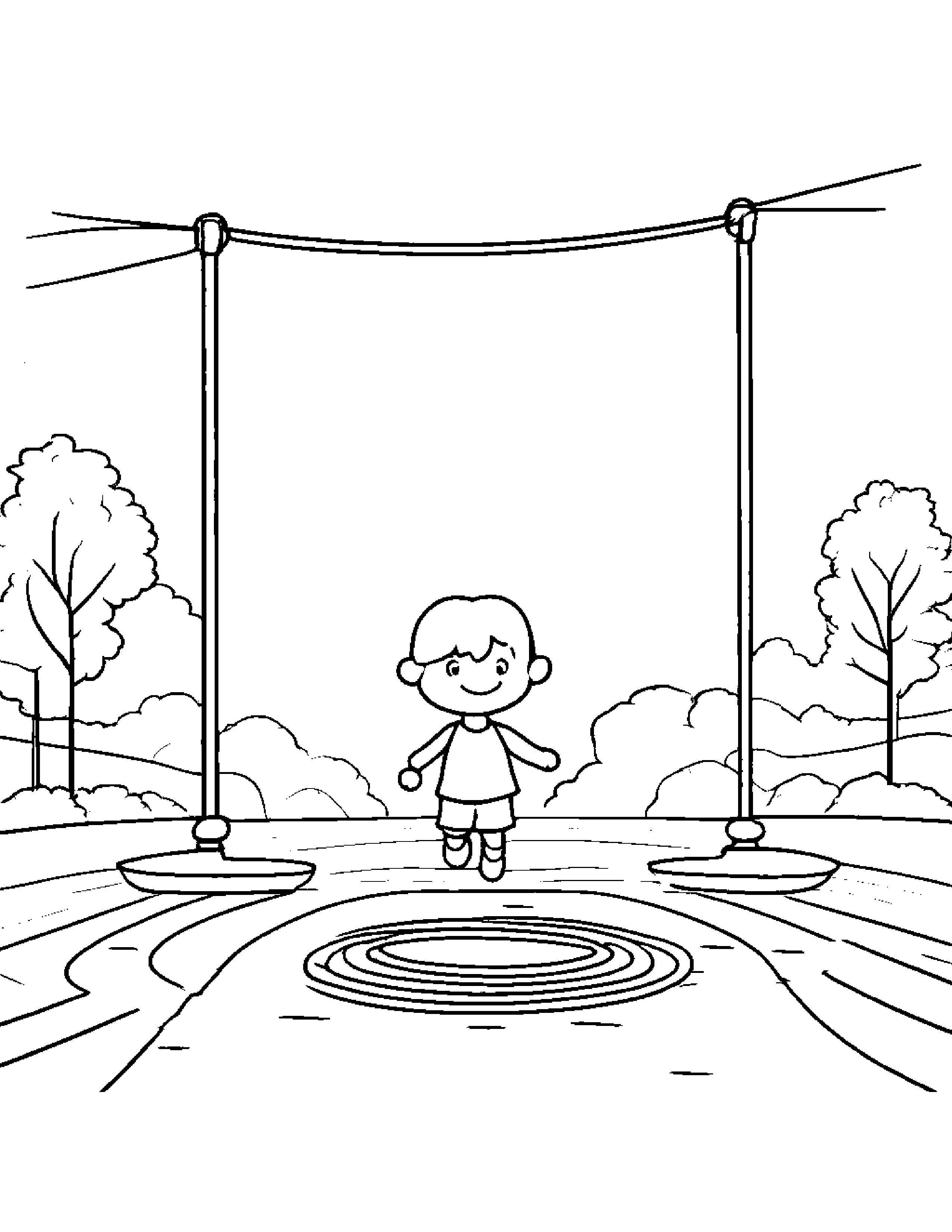 Jump Rope Tidying Toys At The Playground #2 Coloring Page (Free Printable PDF)