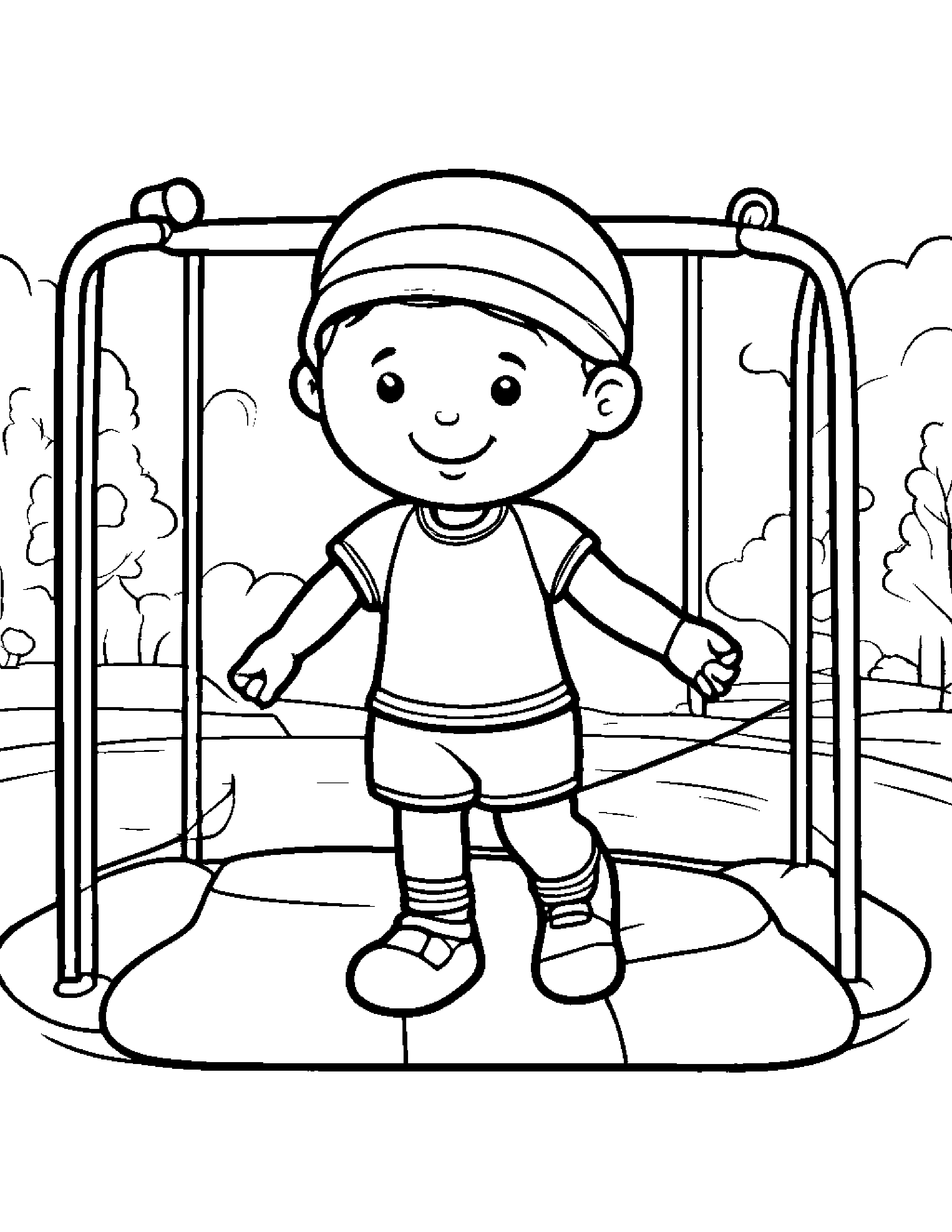 Jump Rope Tidying Toys At The Playground #3 Coloring Page (Free Printable PDF)