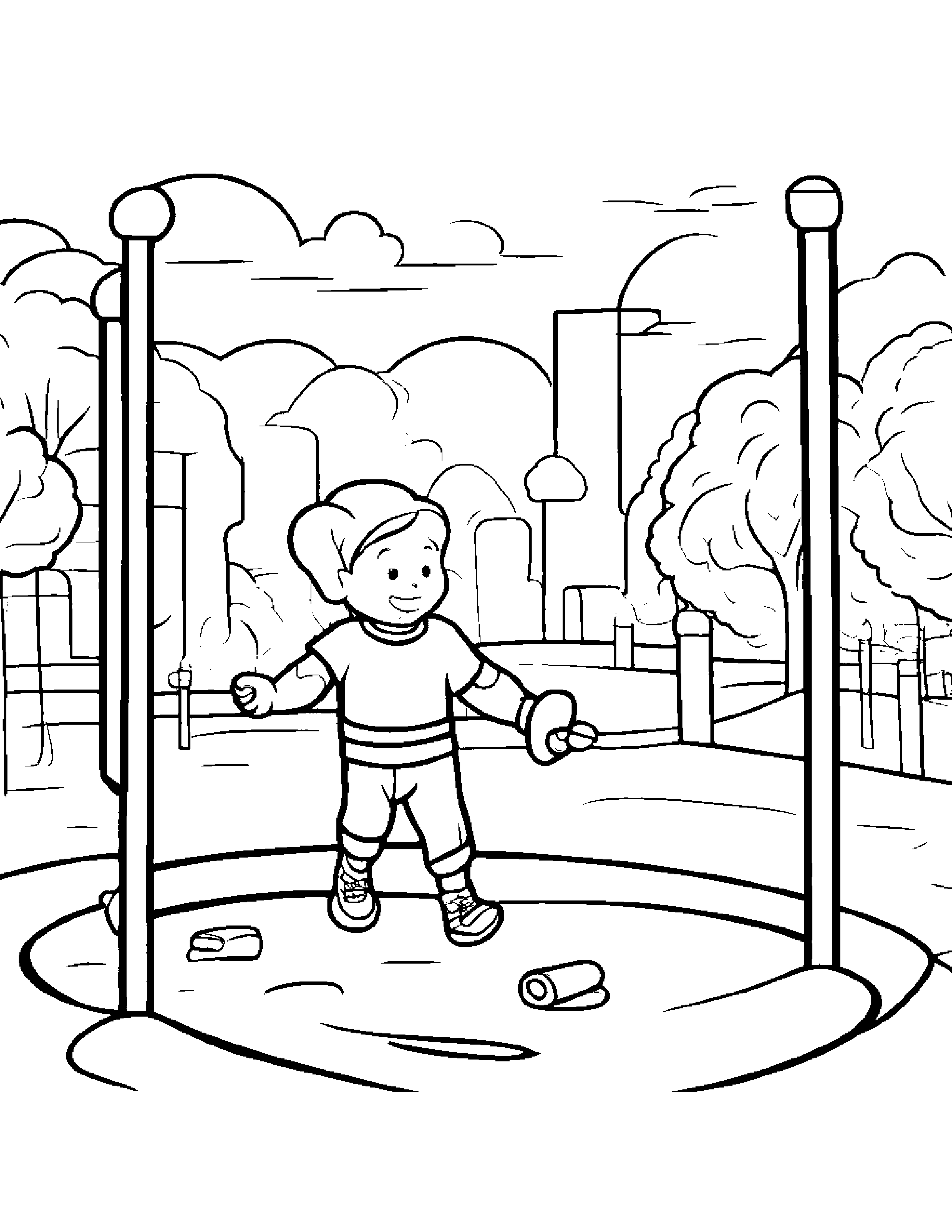 Jump Rope Tidying Toys At The Playground Coloring Page (Free Printable PDF)