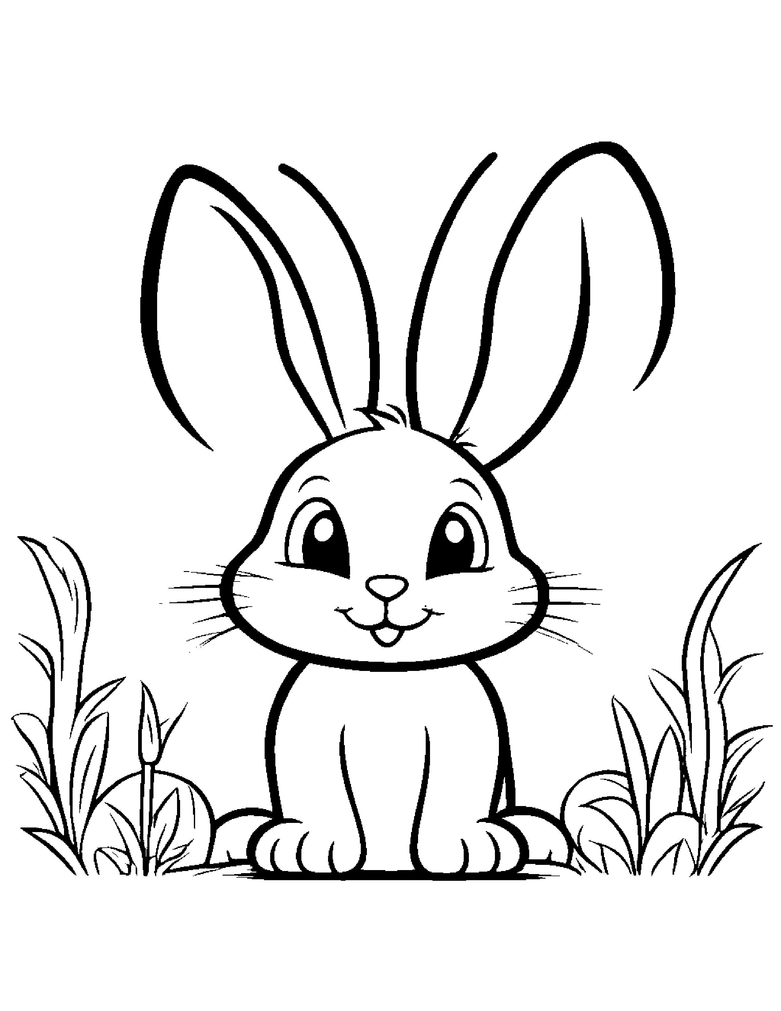 Kind Bunny Making Silly Faces Coloring Page (Free Printable PDF)