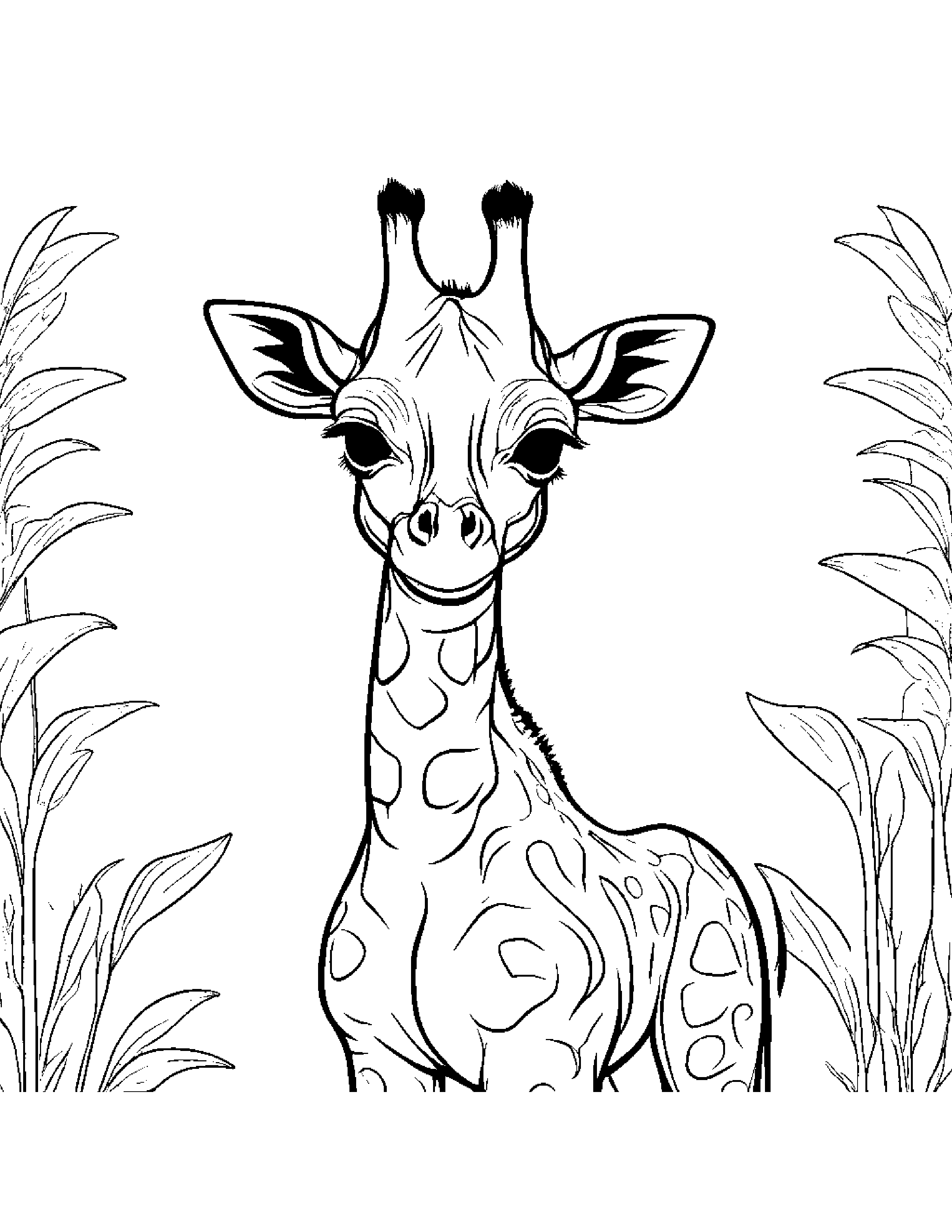 Kind Giraffe Calf #2 Coloring Page (Free Printable PDF)