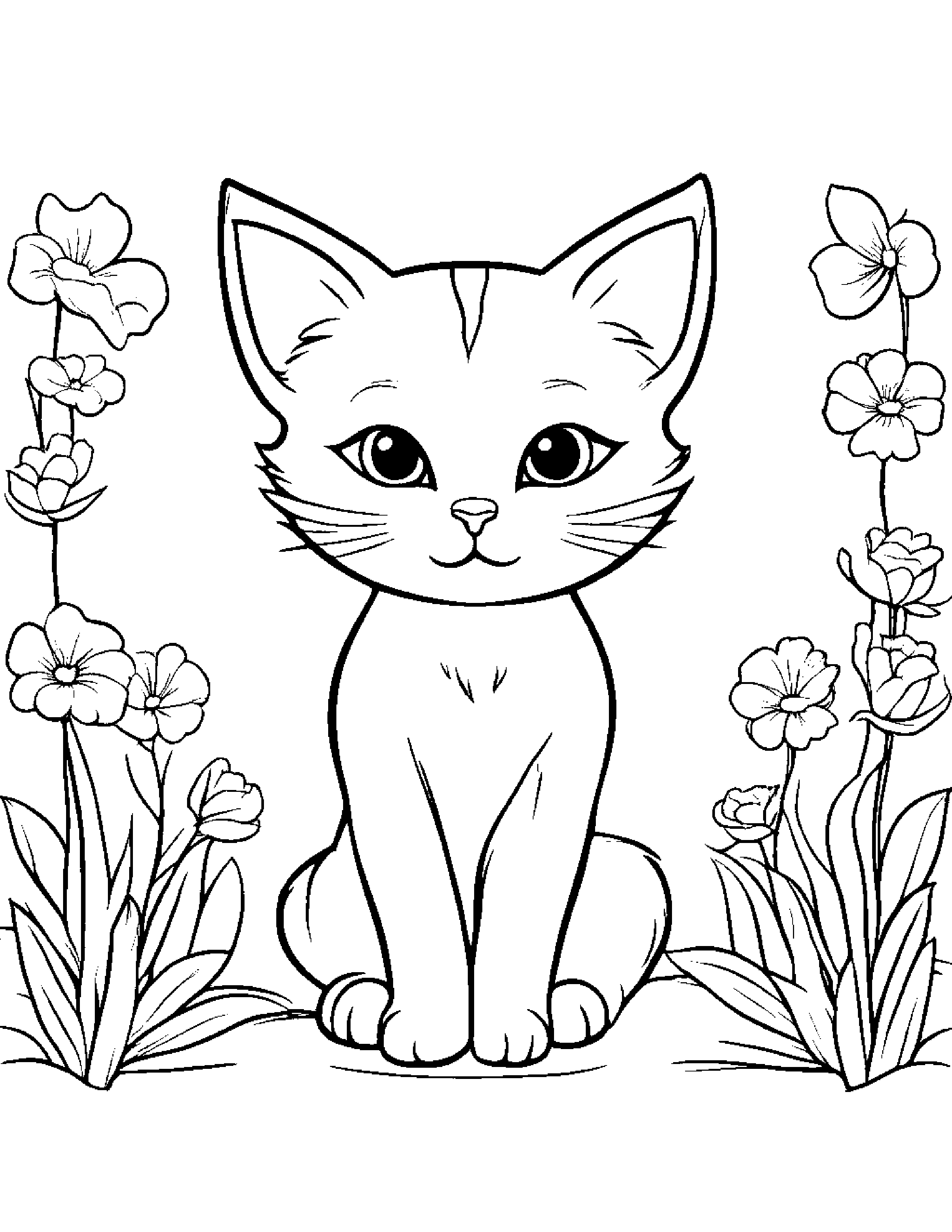 Kind Kitty #2 Coloring Page (Free Printable PDF)