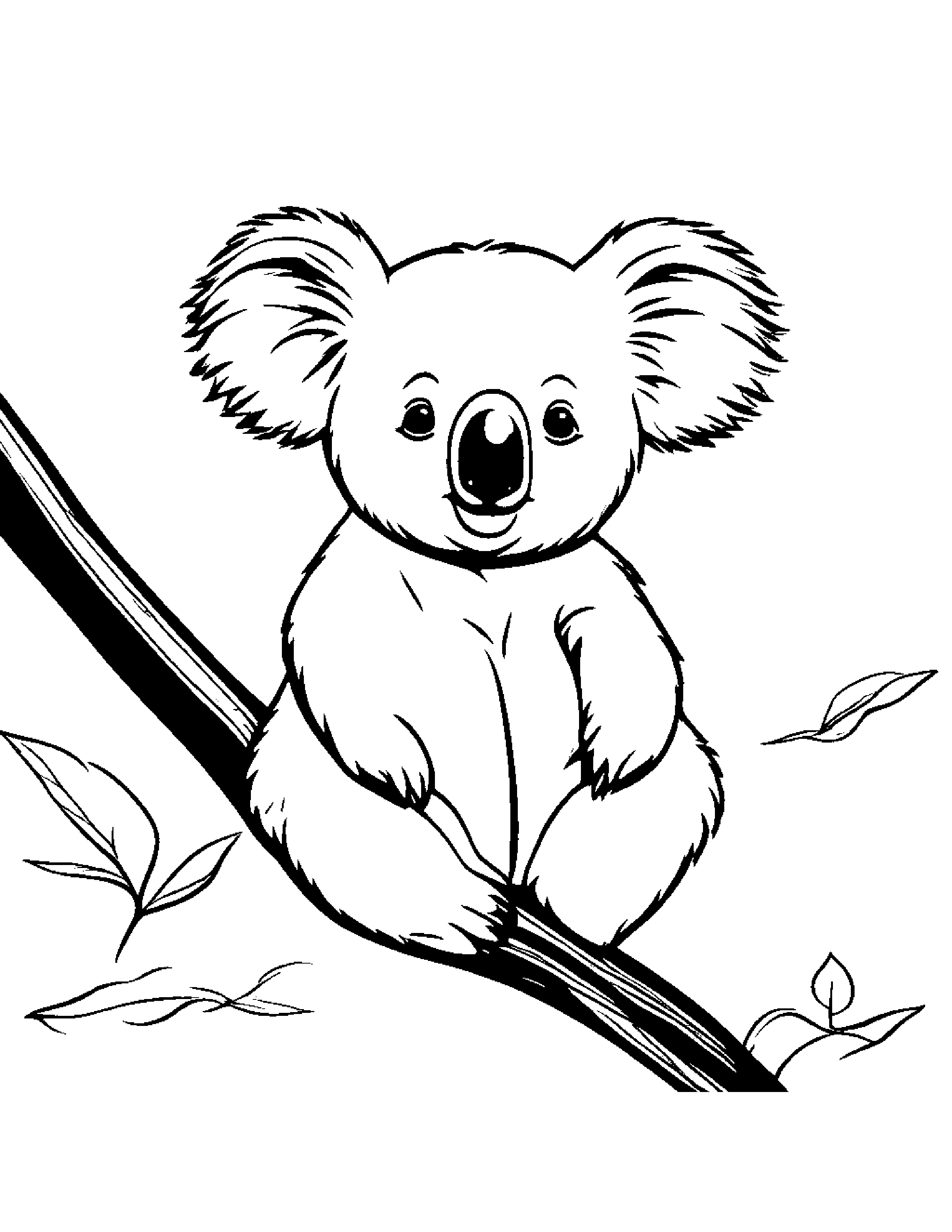 Kind Koala Balancing On A Line #3 Coloring Page (Free Printable PDF)