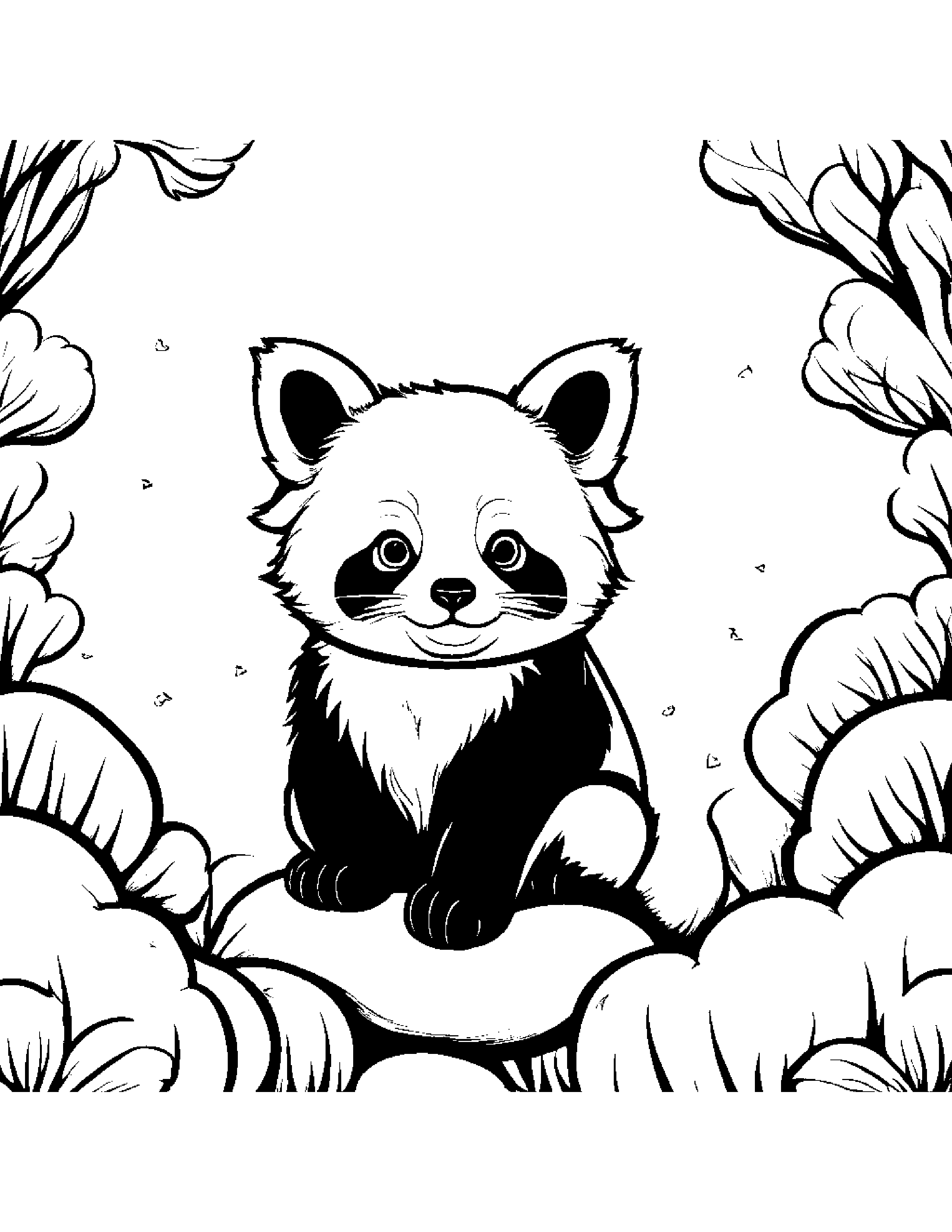 Kind Red Panda On A Fluffy Cloud #3 Coloring Page (Free Printable PDF)