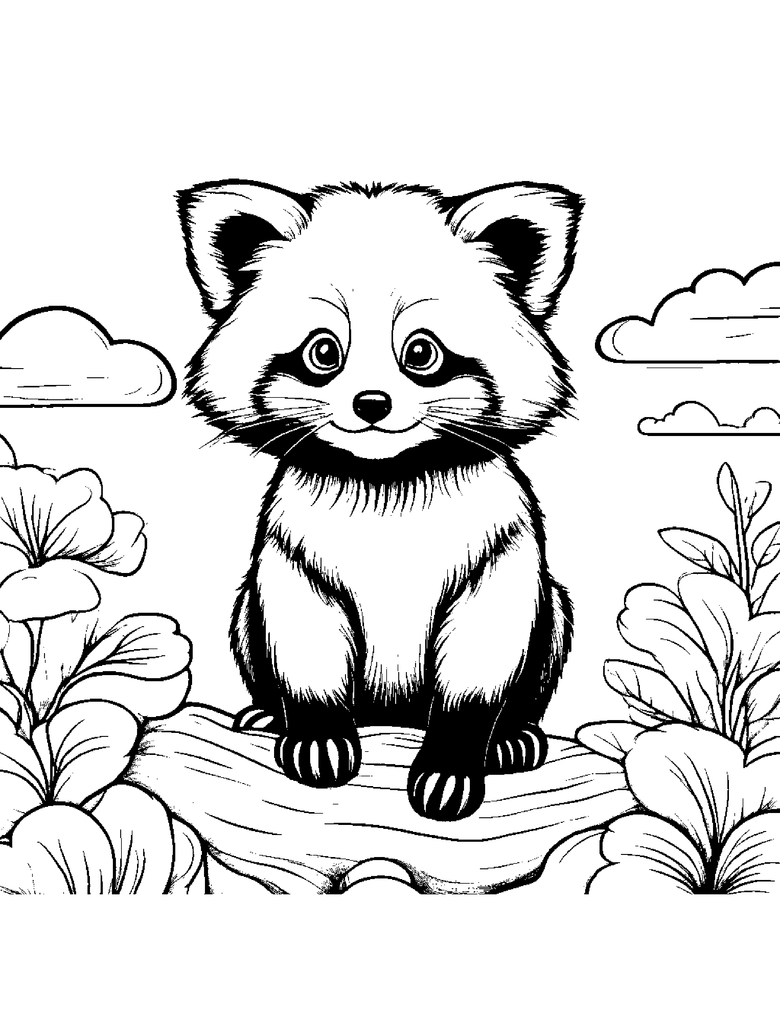 Kind Red Panda On A Fluffy Cloud #4 Coloring Page (Free Printable PDF)