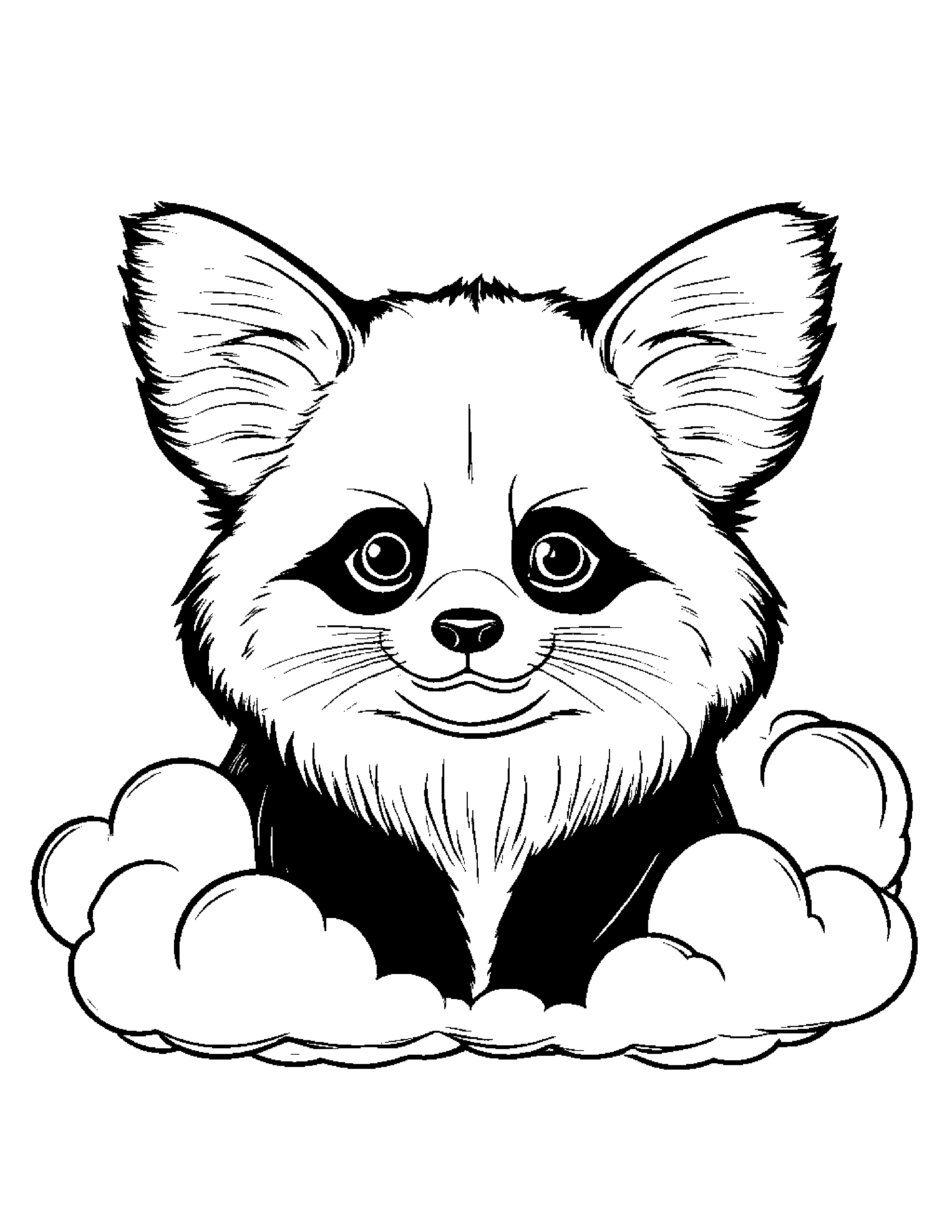 Kind Red Panda On A Fluffy Cloud #5 Coloring Page (Free Printable PDF)