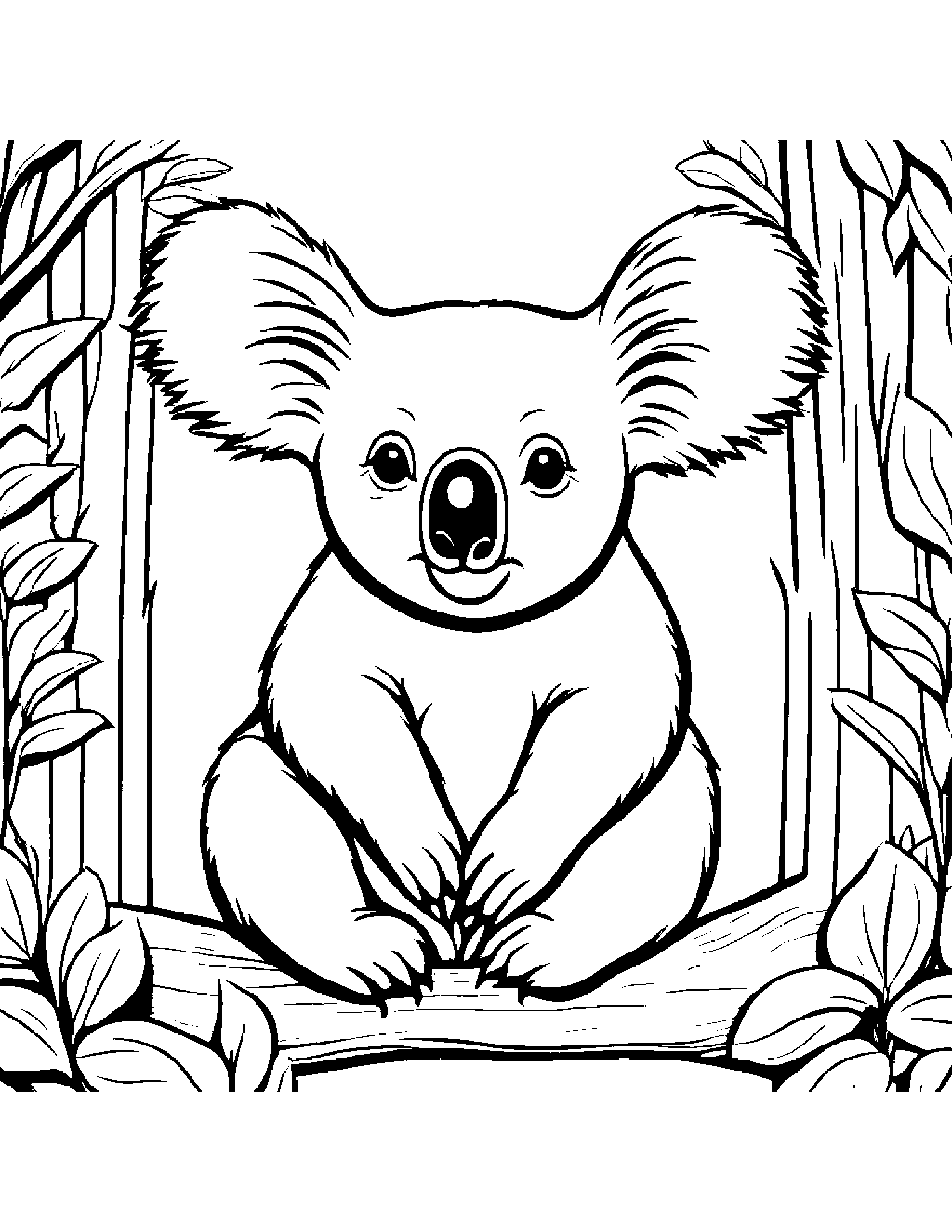 Koala Sharing #2 Coloring Page (Free Printable PDF)