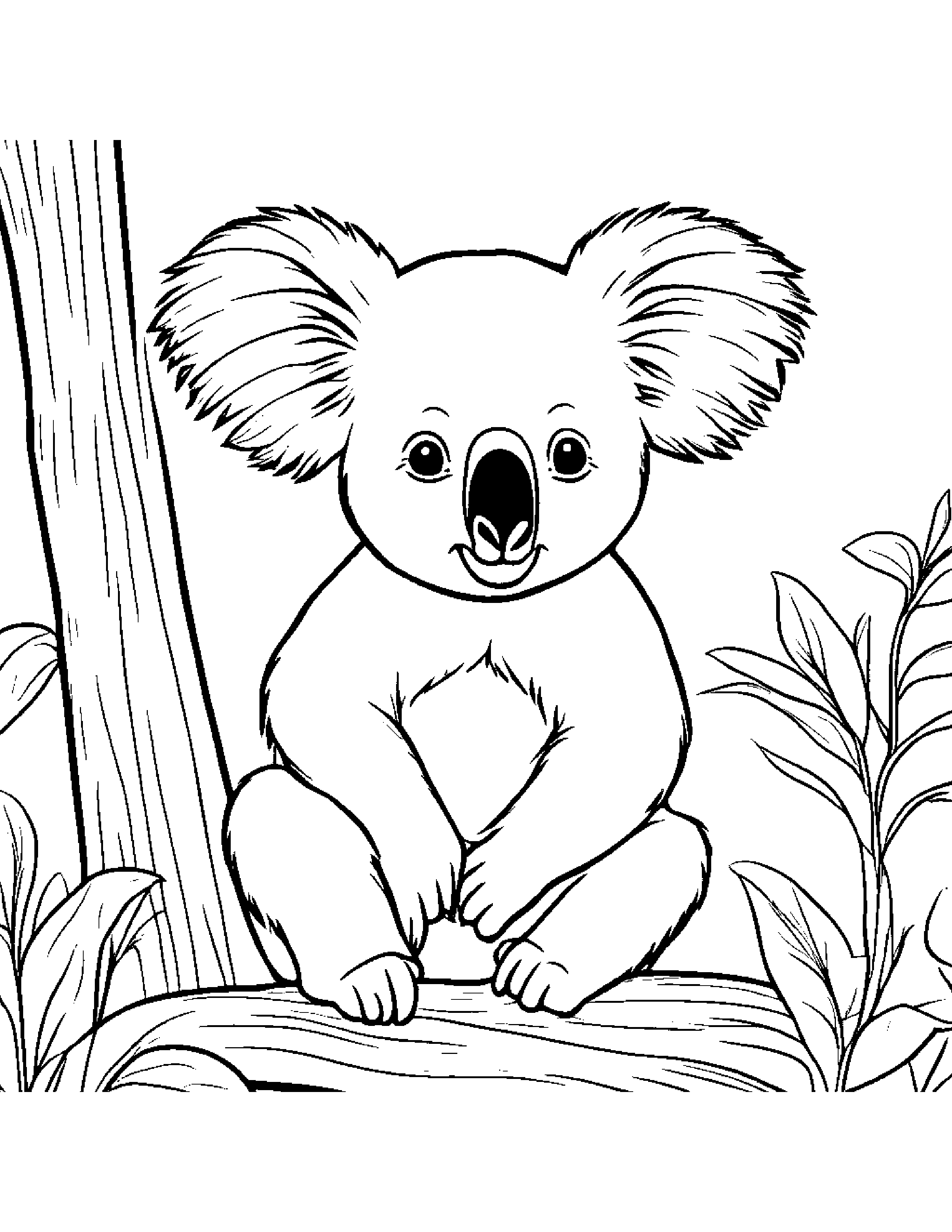 Koala Sharing #3 Coloring Page (Free Printable PDF)