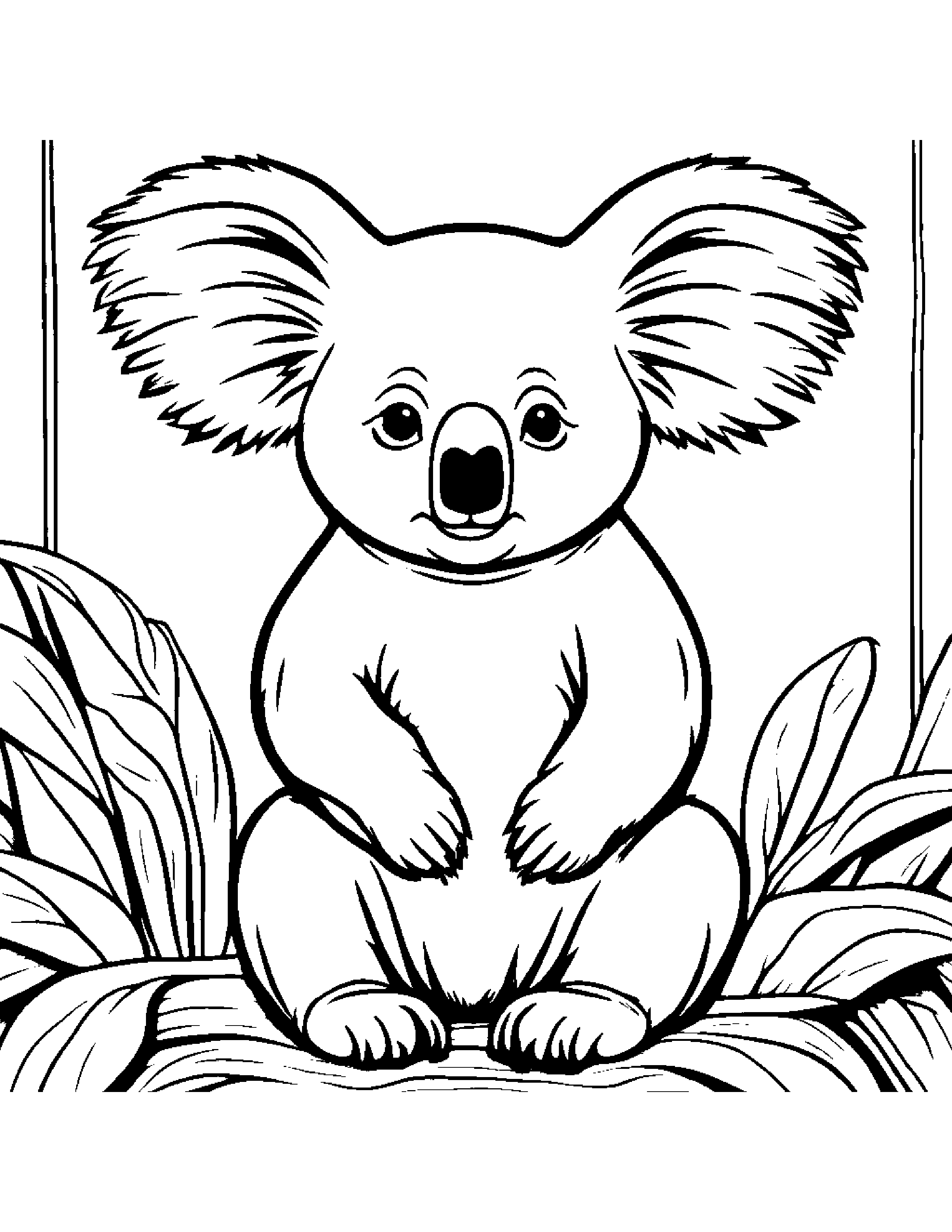 Koala Sharing #4 Coloring Page (Free Printable PDF)