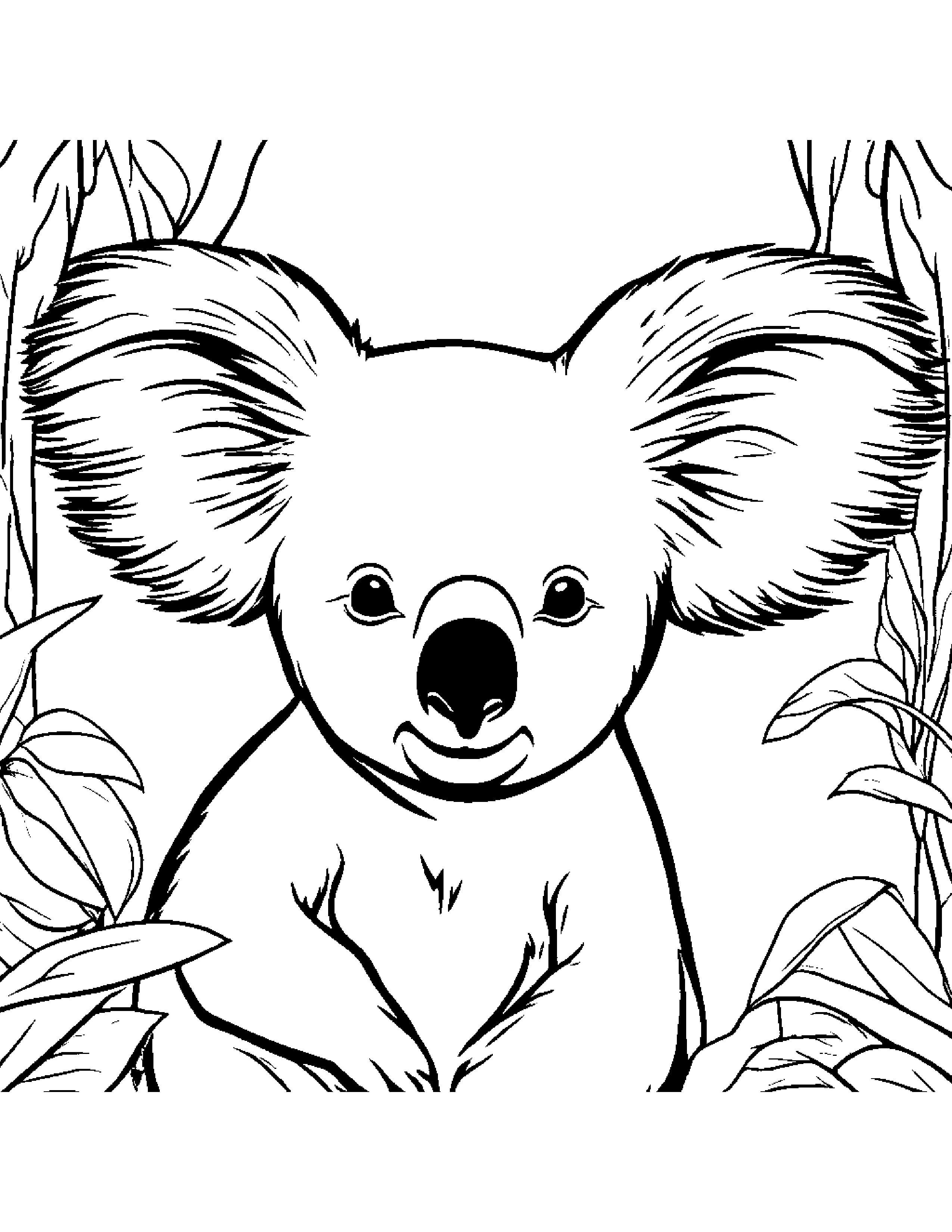 Koala Sharing #5 Coloring Page (Free Printable PDF)