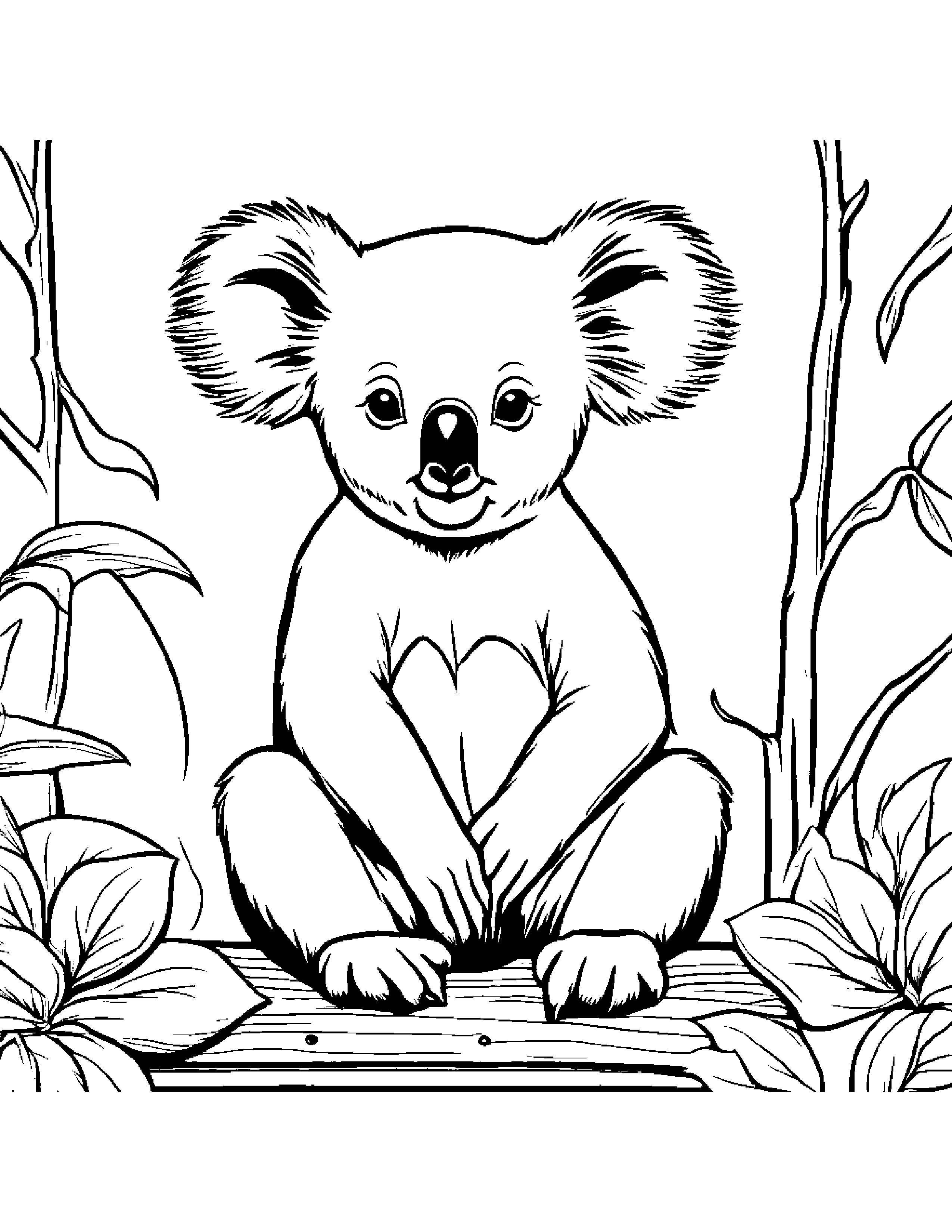 Koala Sharing Coloring Page (Free Printable PDF)