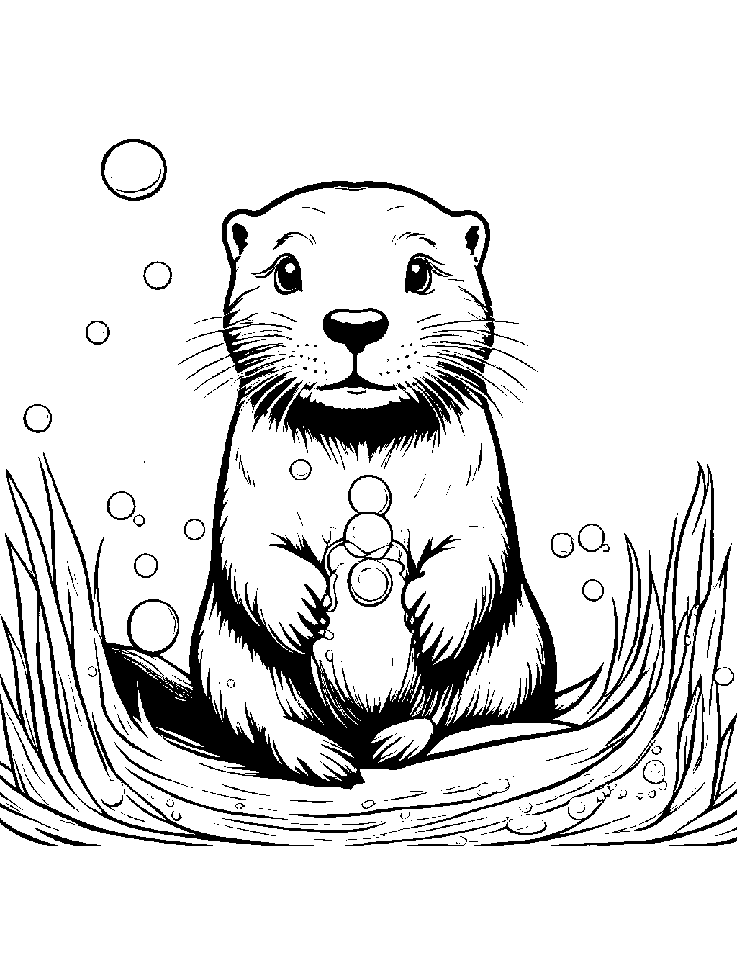 Otter Blowing Bubbles #2 Coloring Page (Free Printable PDF)