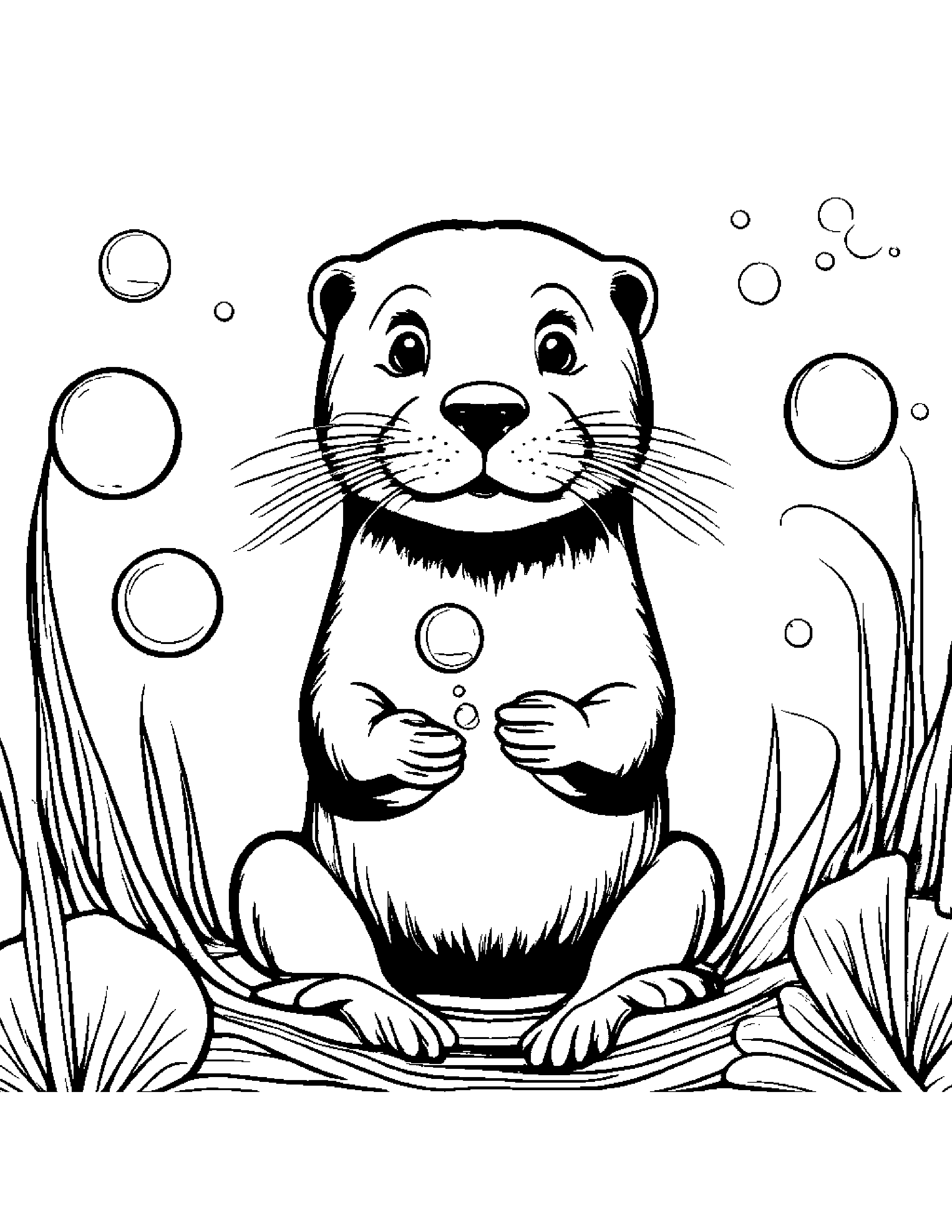 Otter Blowing Bubbles #3 Coloring Page (Free Printable PDF)