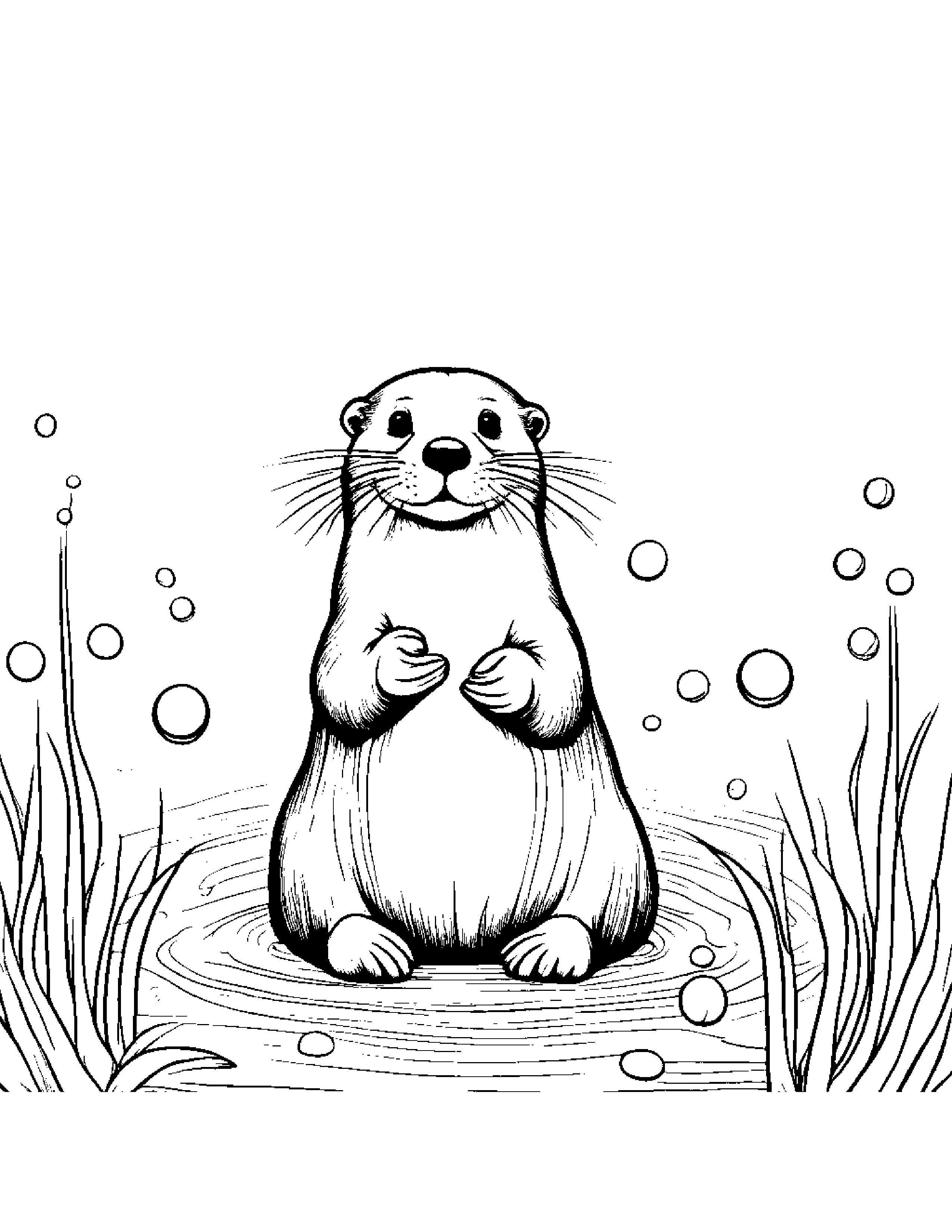 Otter Blowing Bubbles Coloring Page (Free Printable PDF)