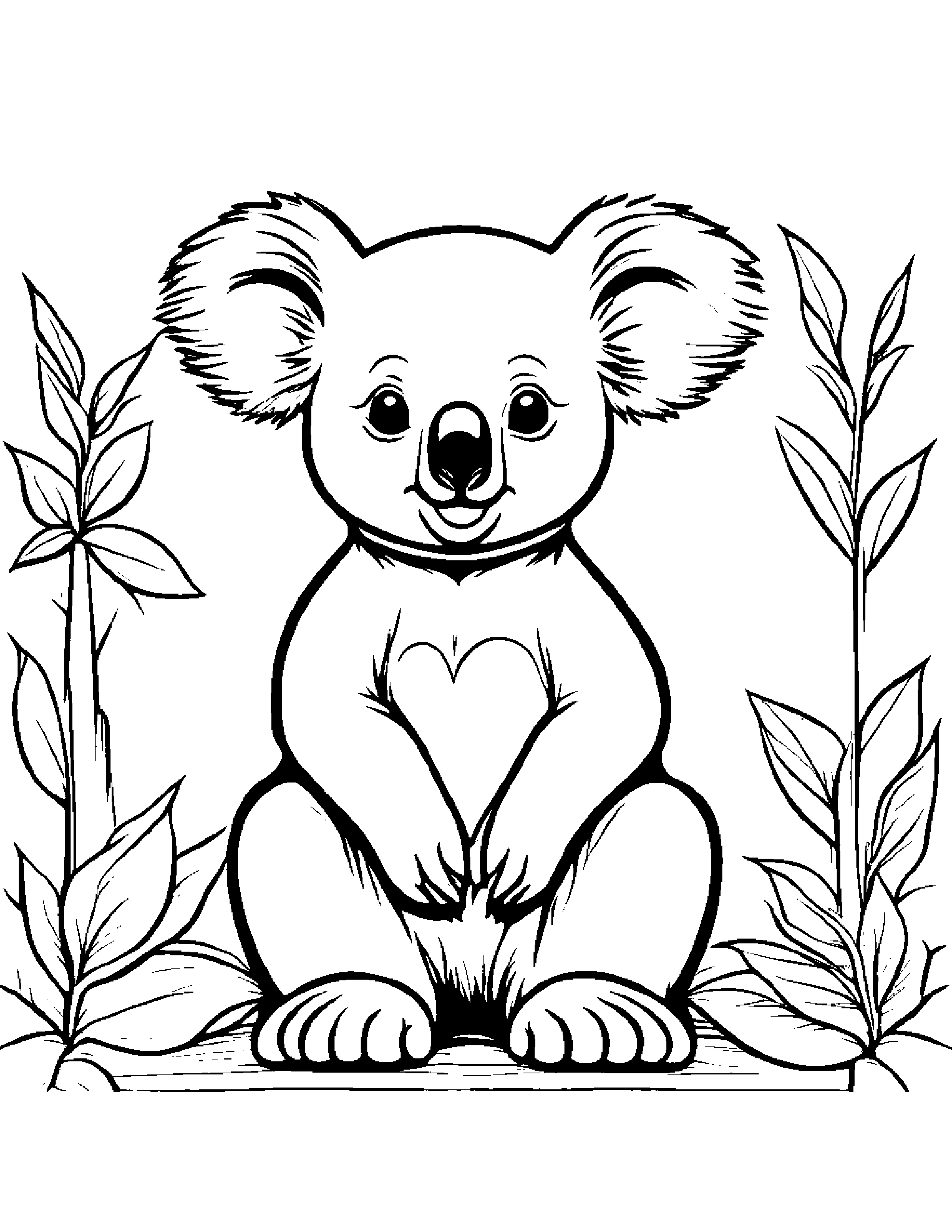 Polite Koala #2 Coloring Page (Free Printable PDF)