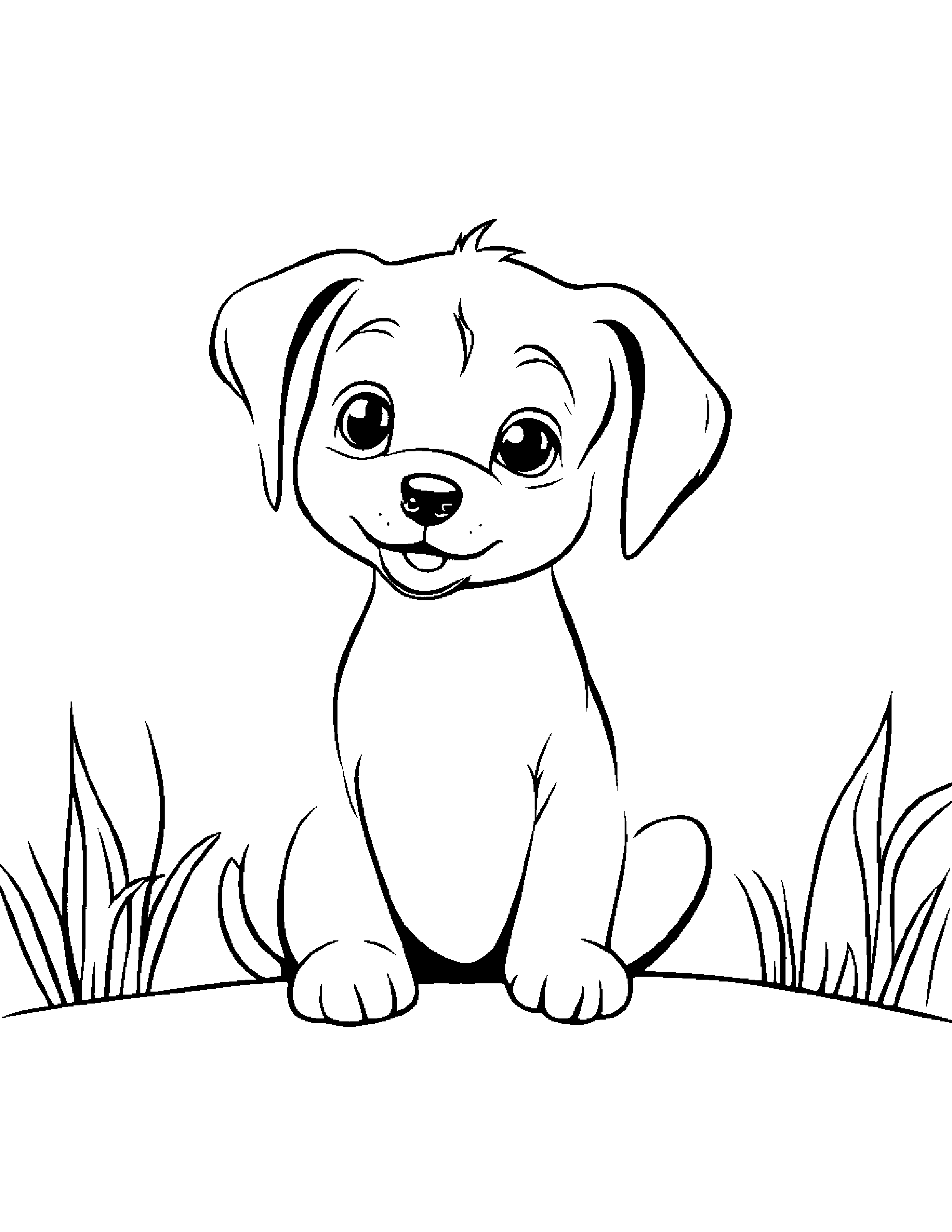 Puppy Giving A High Five #2 Coloring Page (Free Printable PDF)