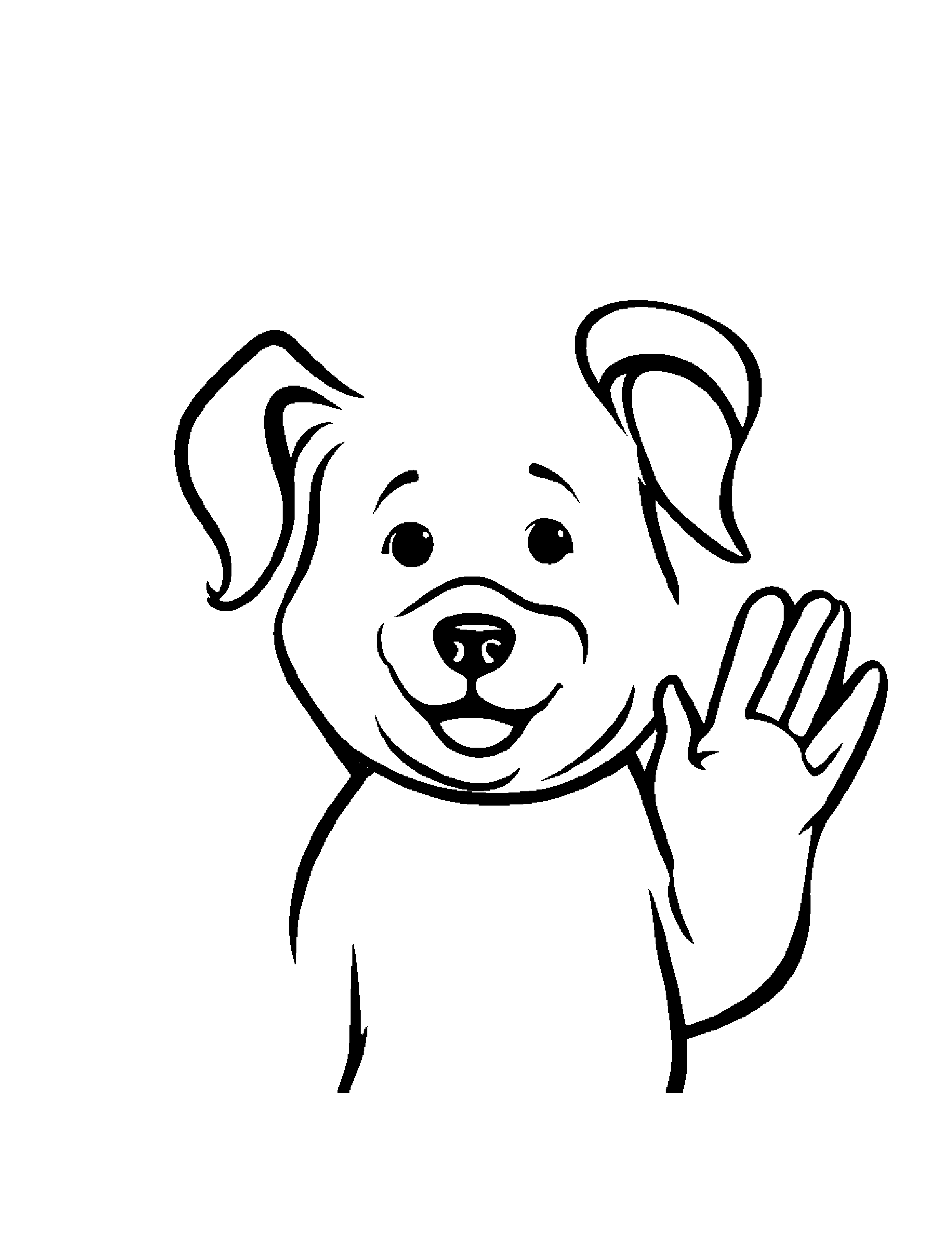 Puppy Giving A High Five #4 Coloring Page (Free Printable PDF)