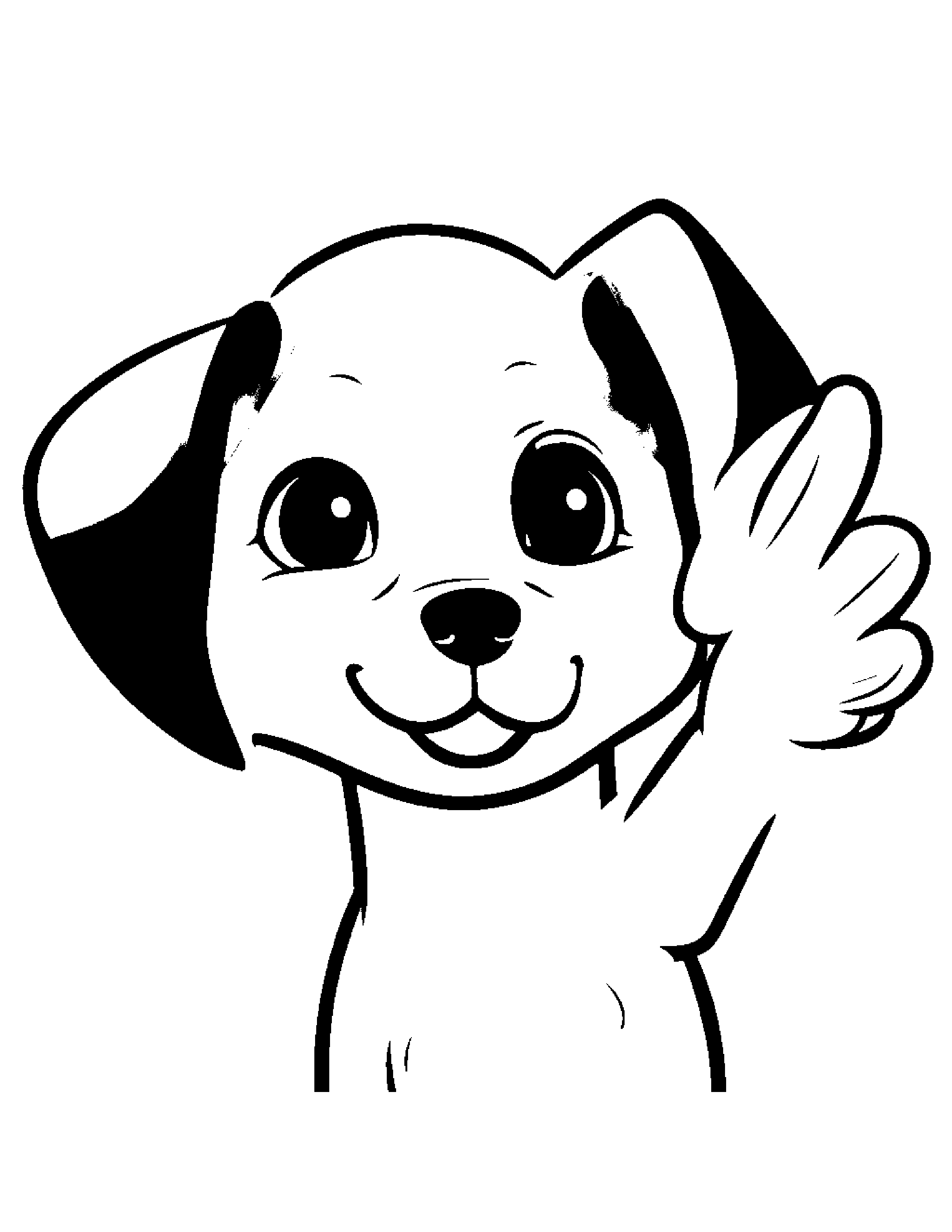 Puppy Giving A High Five #5 Coloring Page (Free Printable PDF)