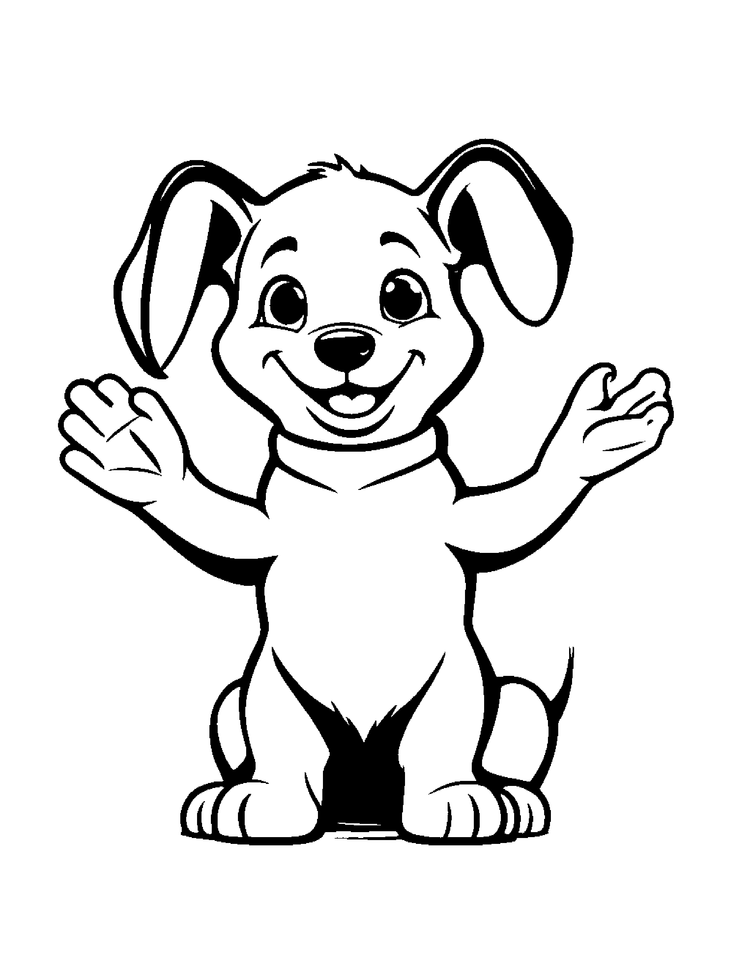 Puppy Giving A High Five Coloring Page (Free Printable PDF)