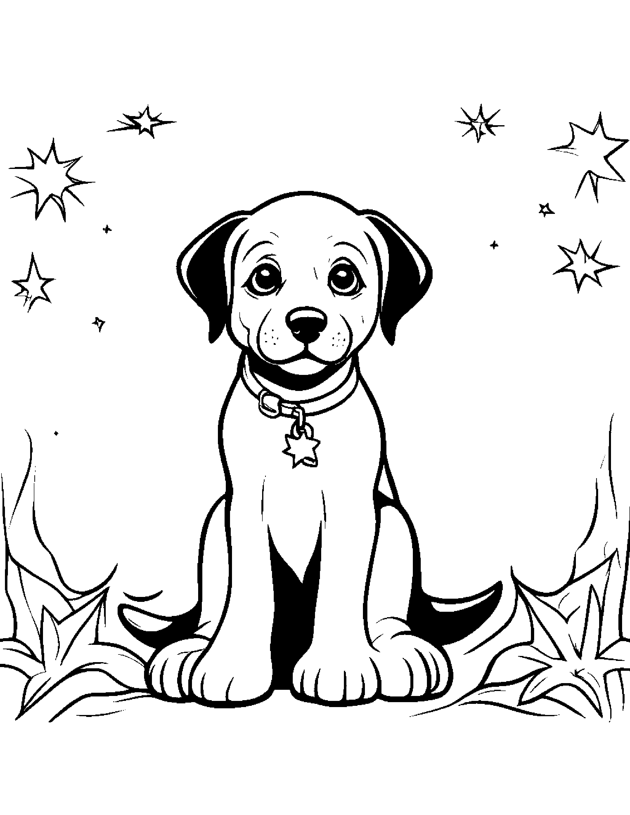 Puppy With A Friendly Star #3 Coloring Page (Free Printable PDF)