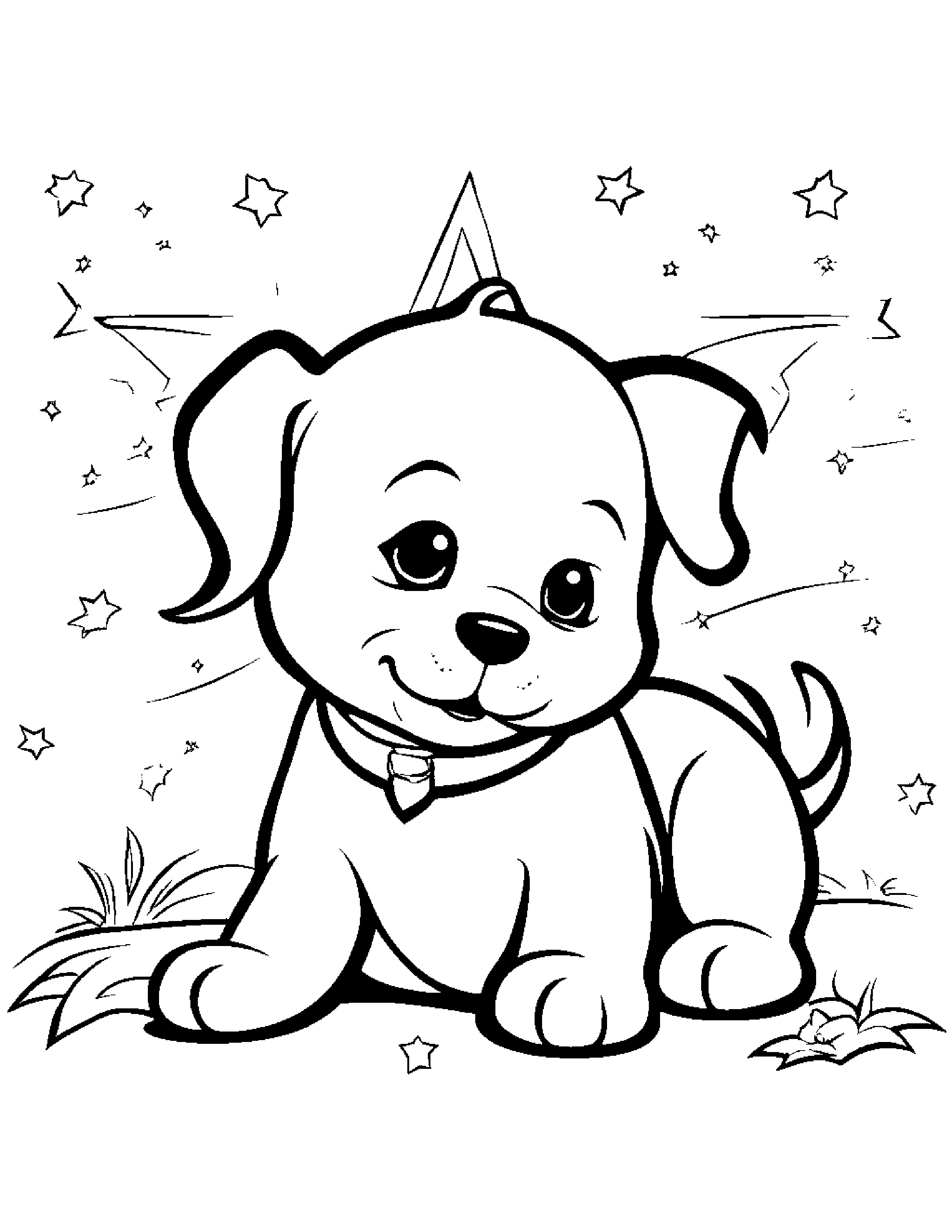 Puppy With A Friendly Star #5 Coloring Page (Free Printable PDF)