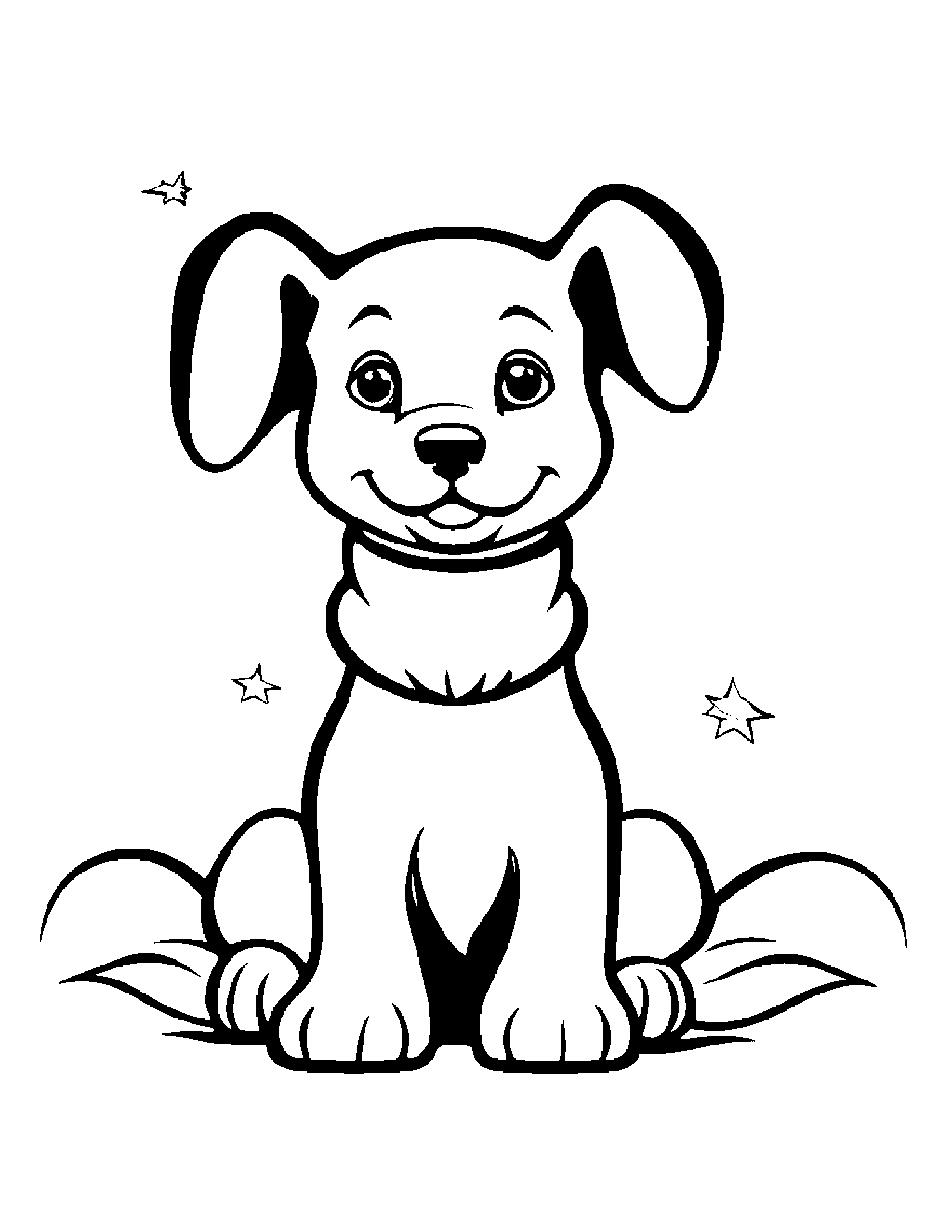 Puppy With A Friendly Star Coloring Page (Free Printable PDF)
