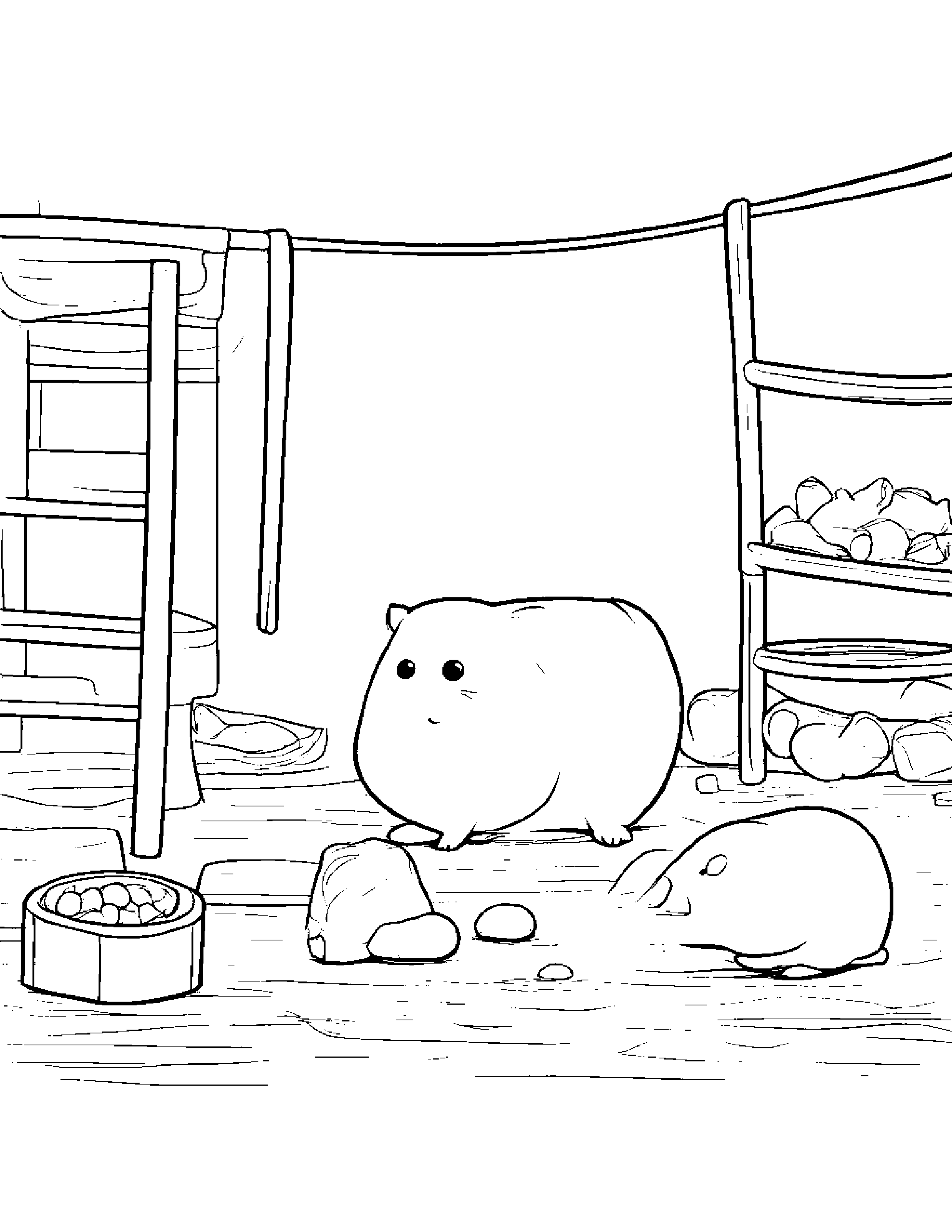 Quiet Hamster Tidying Toys At The Playground #2 Coloring Page (Free Printable PDF)