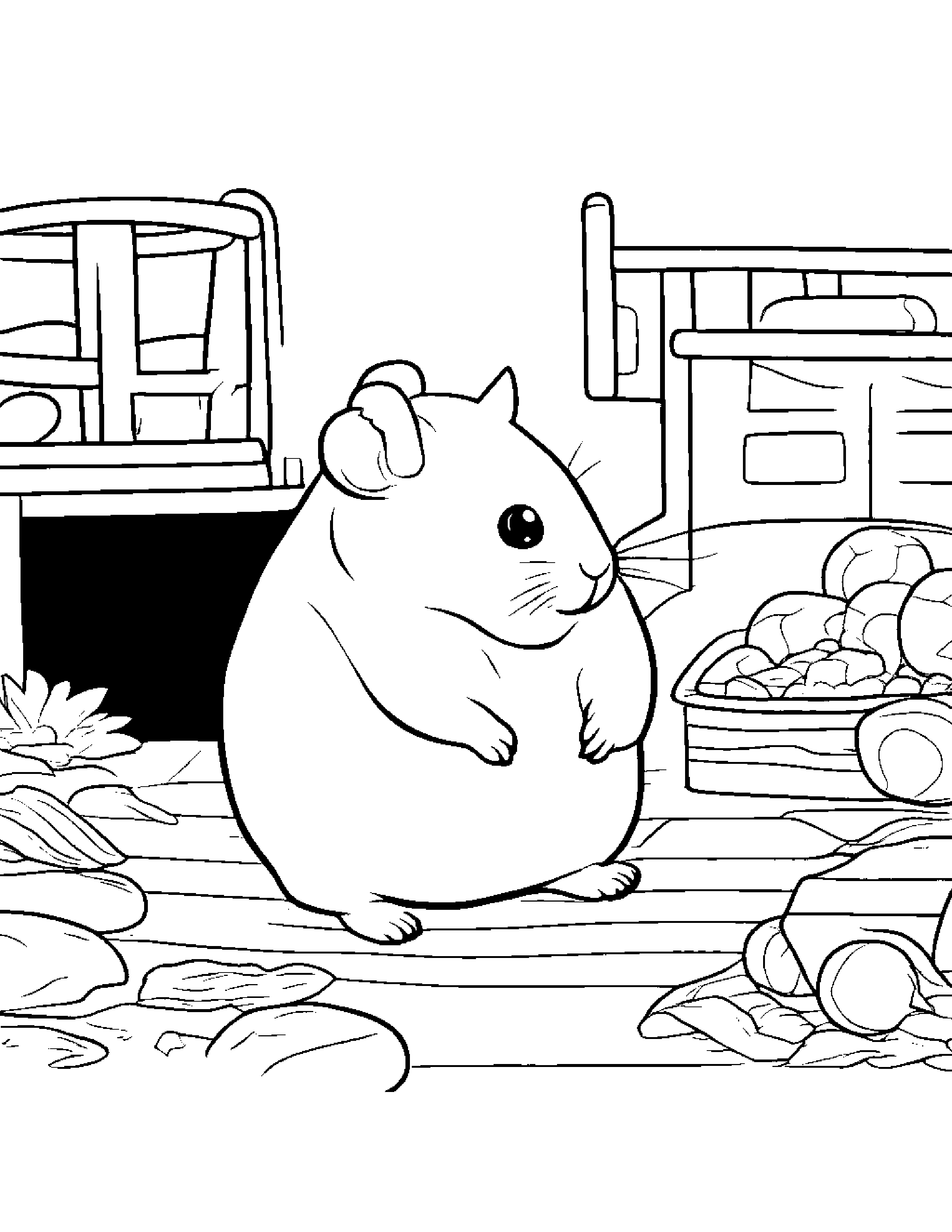 Quiet Hamster Tidying Toys At The Playground #4 Coloring Page (Free Printable PDF)