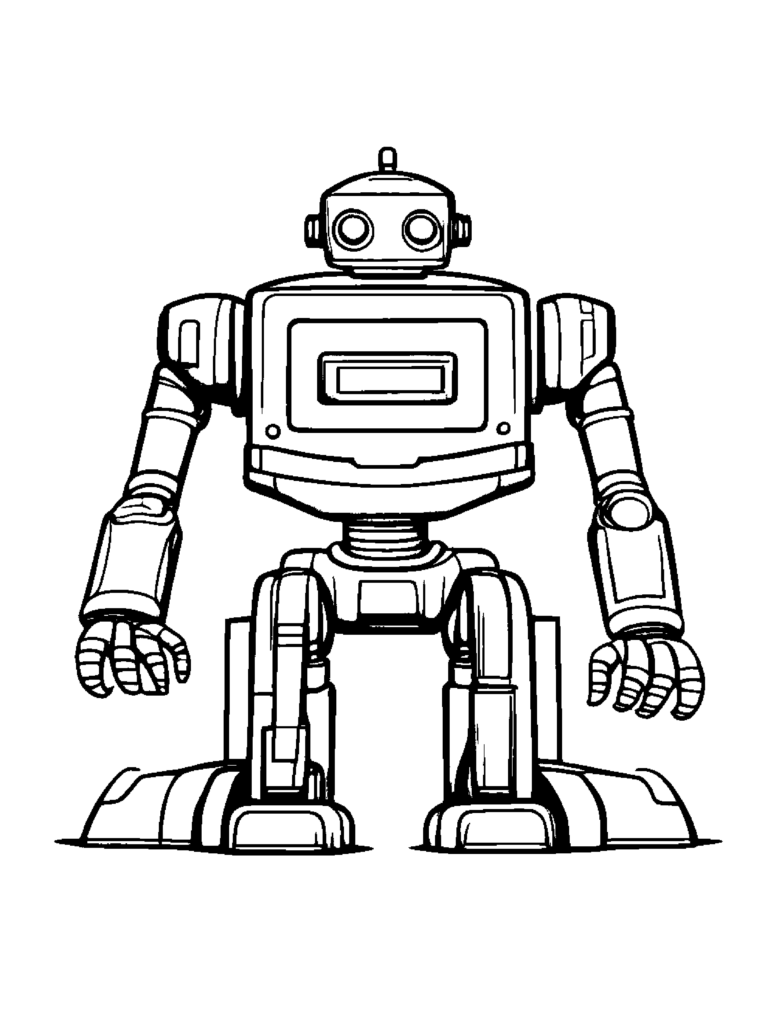 Robot Buddy Sharing #2 Coloring Page (Free Printable PDF)