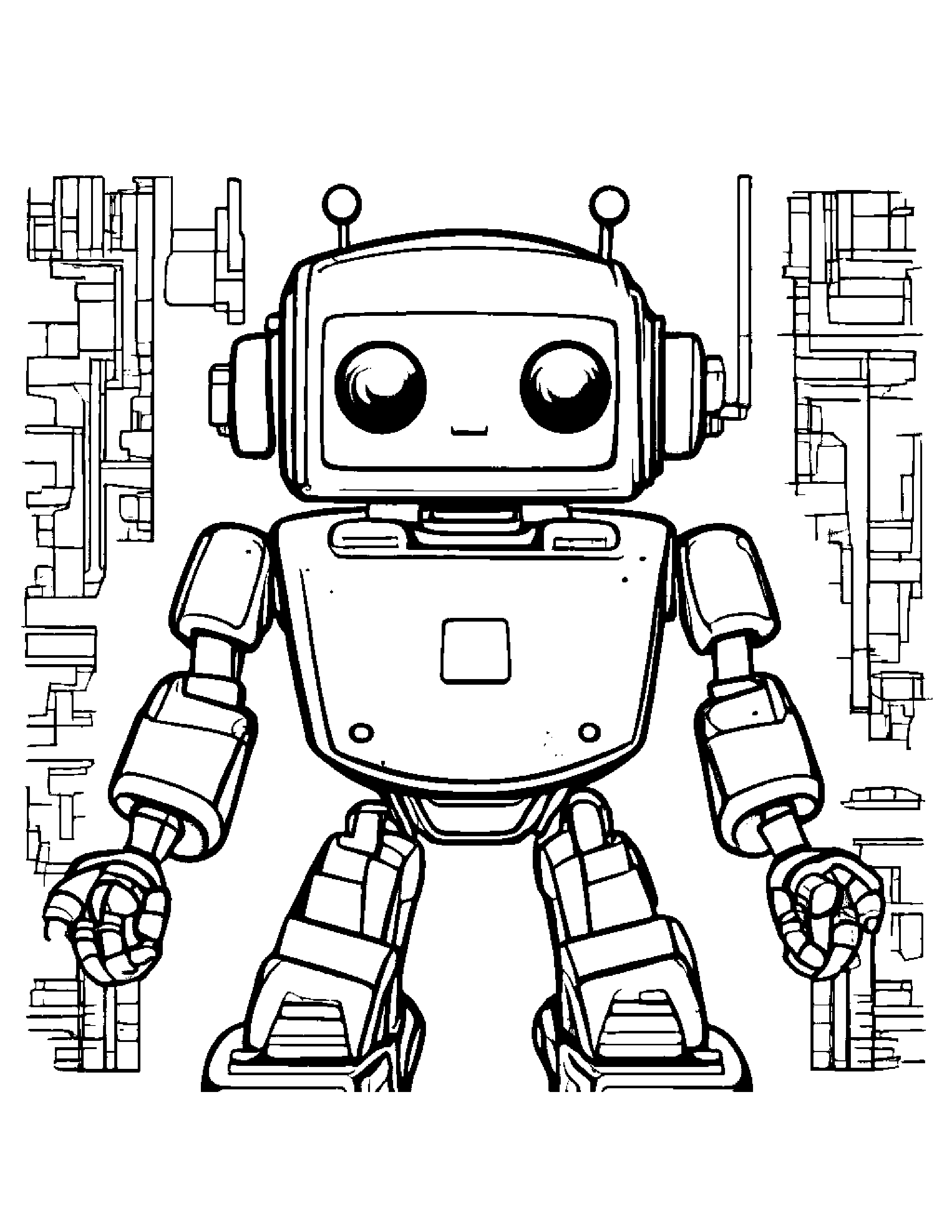 Robot Buddy Sharing #5 Coloring Page (Free Printable PDF)