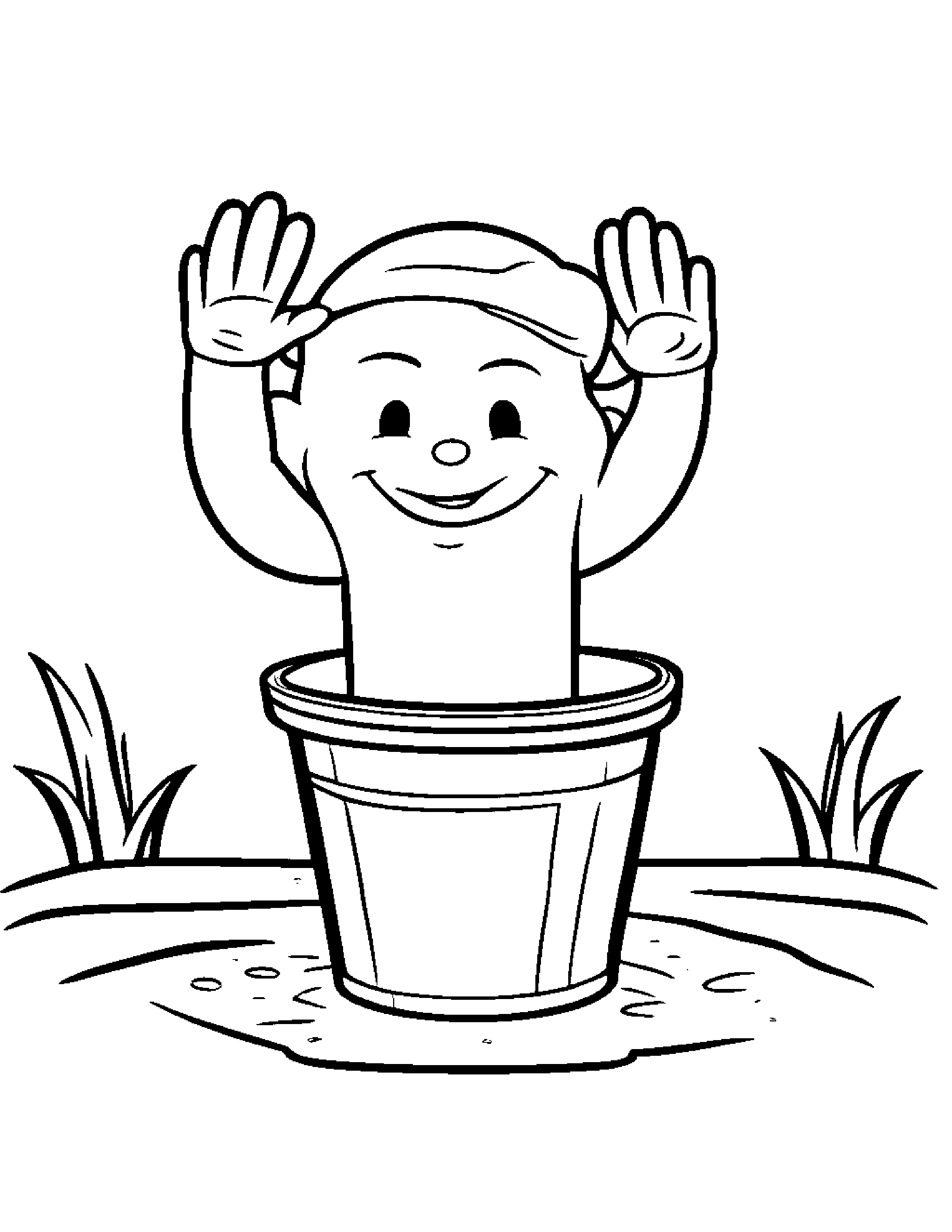 Sand Bucket Giving A High Five #2 Coloring Page (Free Printable PDF)