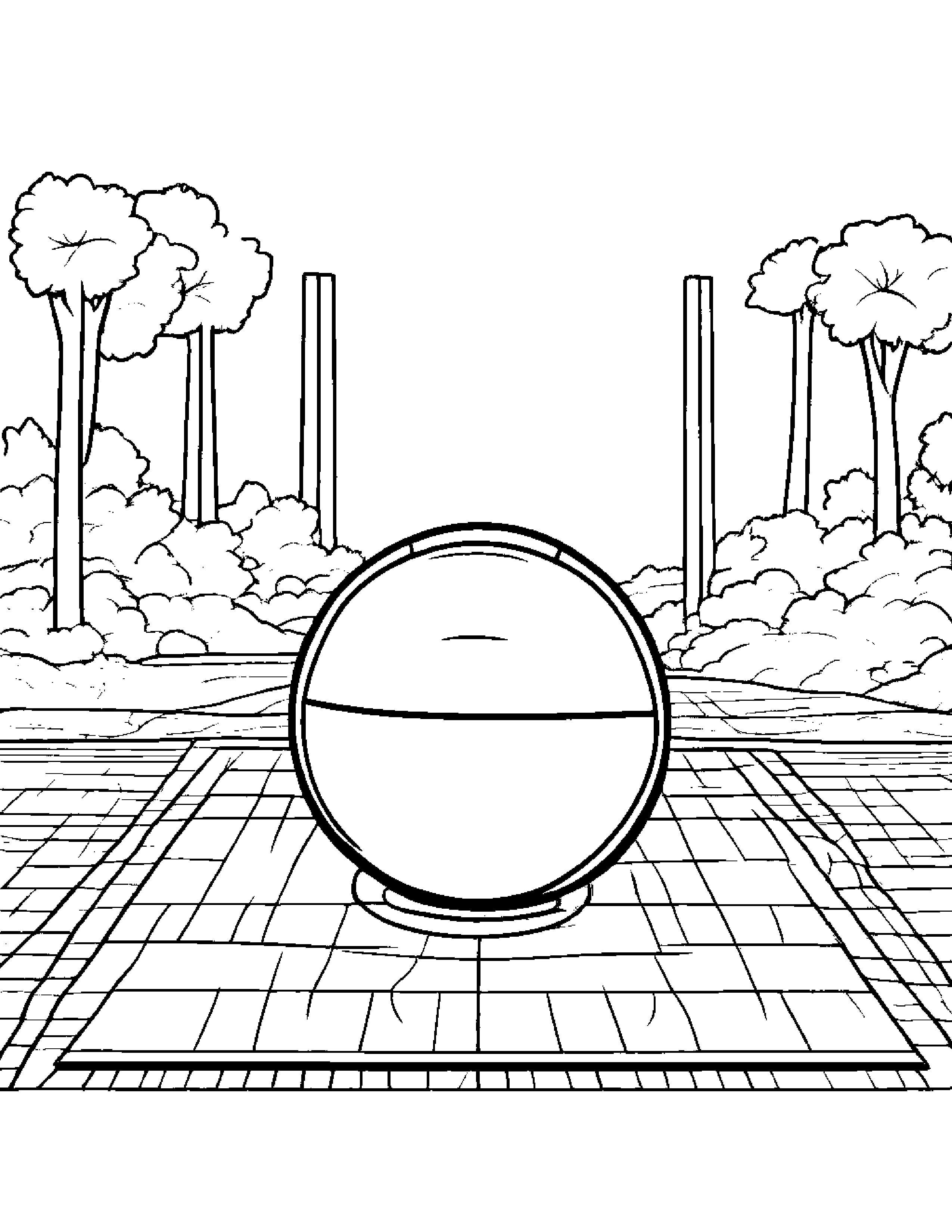 Shy Basketball On A Picnic Blanket #2 Coloring Page (Free Printable PDF)