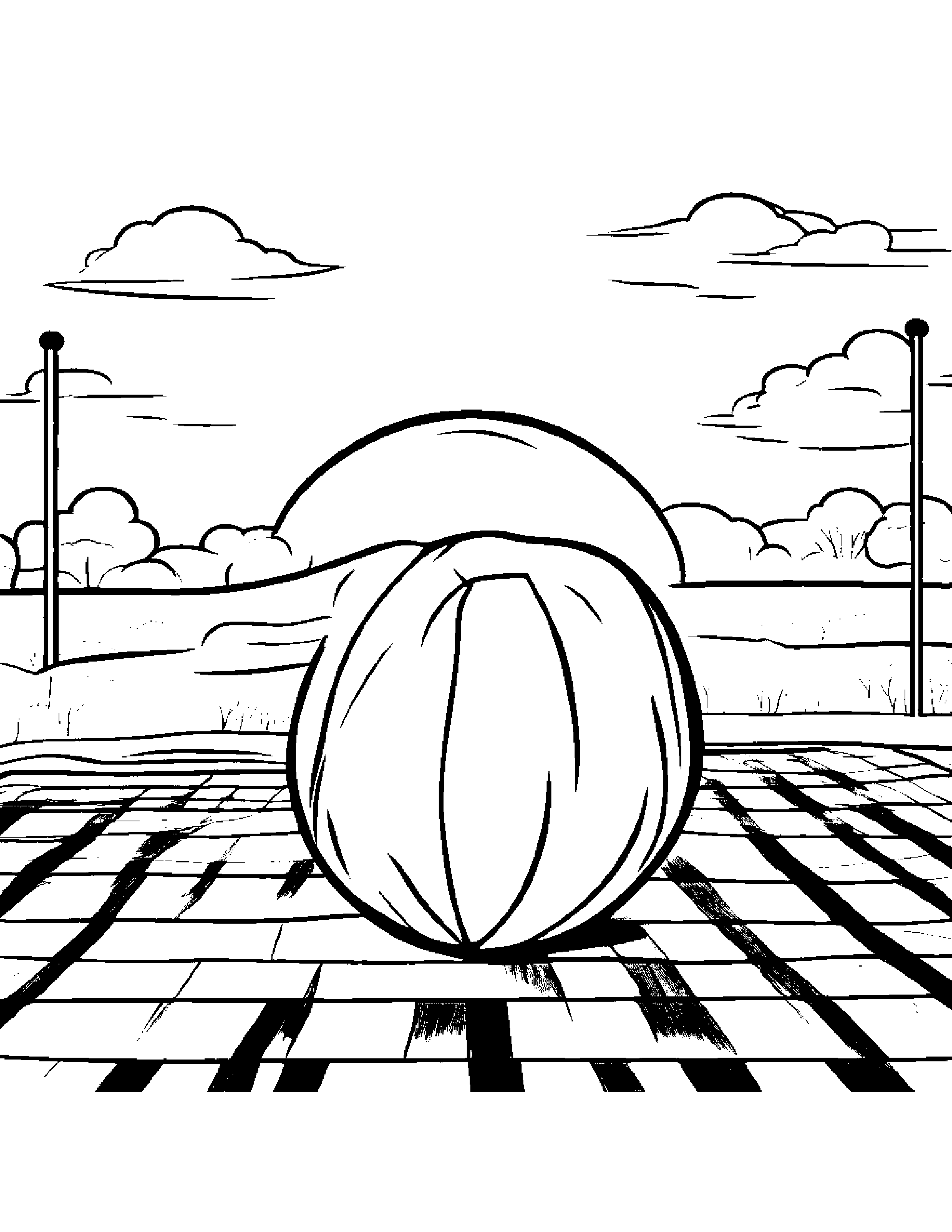 Shy Basketball On A Picnic Blanket #3 Coloring Page (Free Printable PDF)