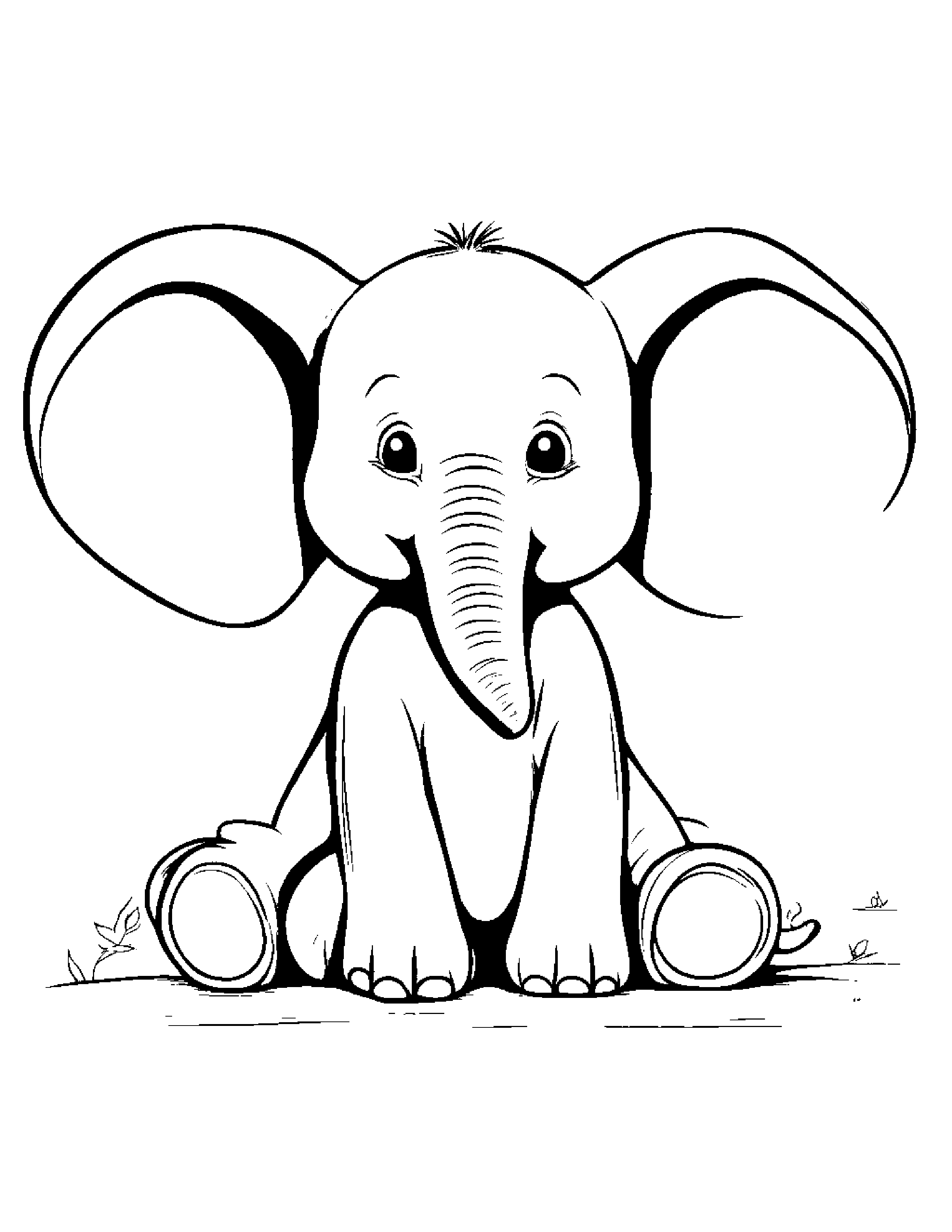 Shy Elephant Calf Tidying Toys #2 Coloring Page (Free Printable PDF)