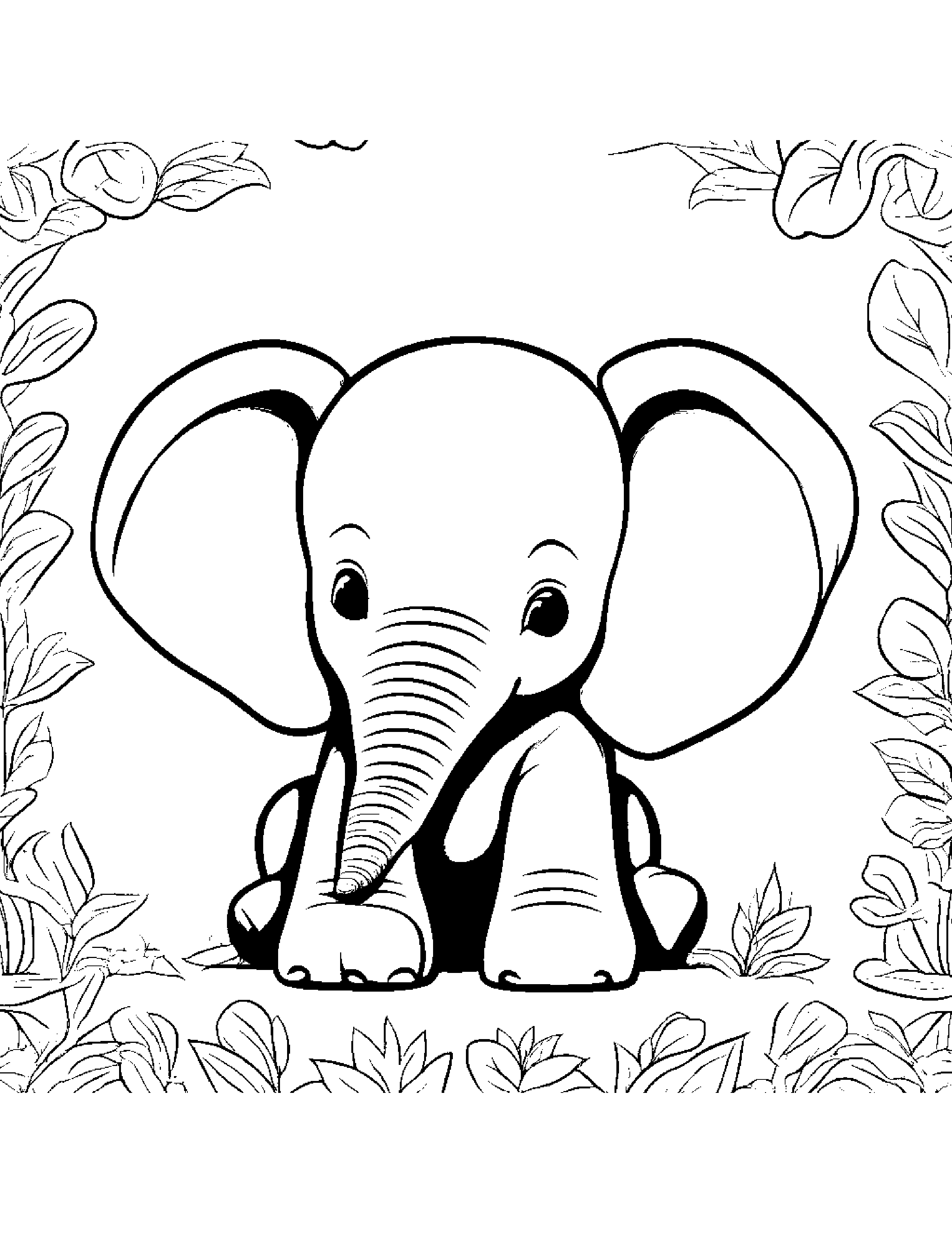 Shy Elephant Calf Tidying Toys #3 Coloring Page (Free Printable PDF)