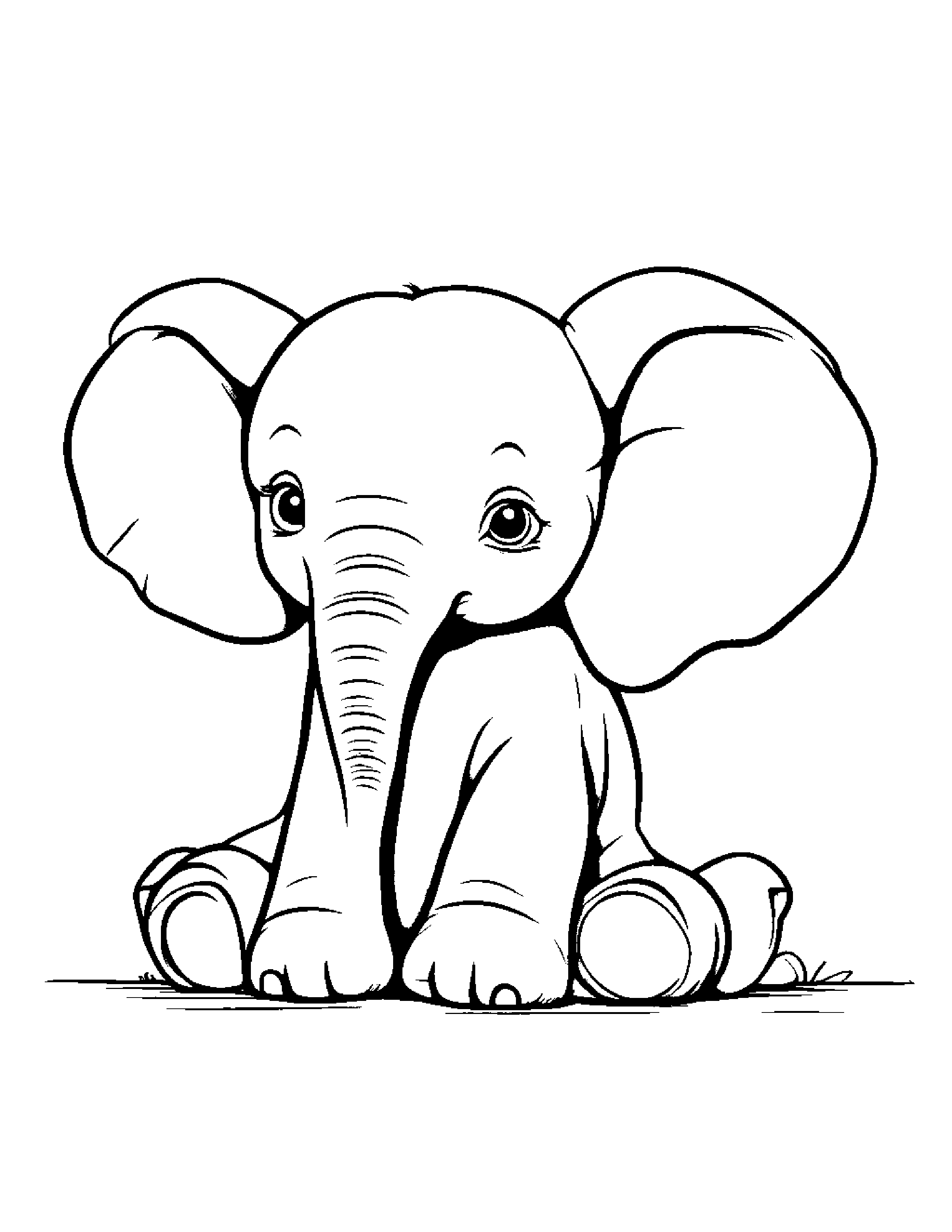 Shy Elephant Calf Tidying Toys #4 Coloring Page (Free Printable PDF)