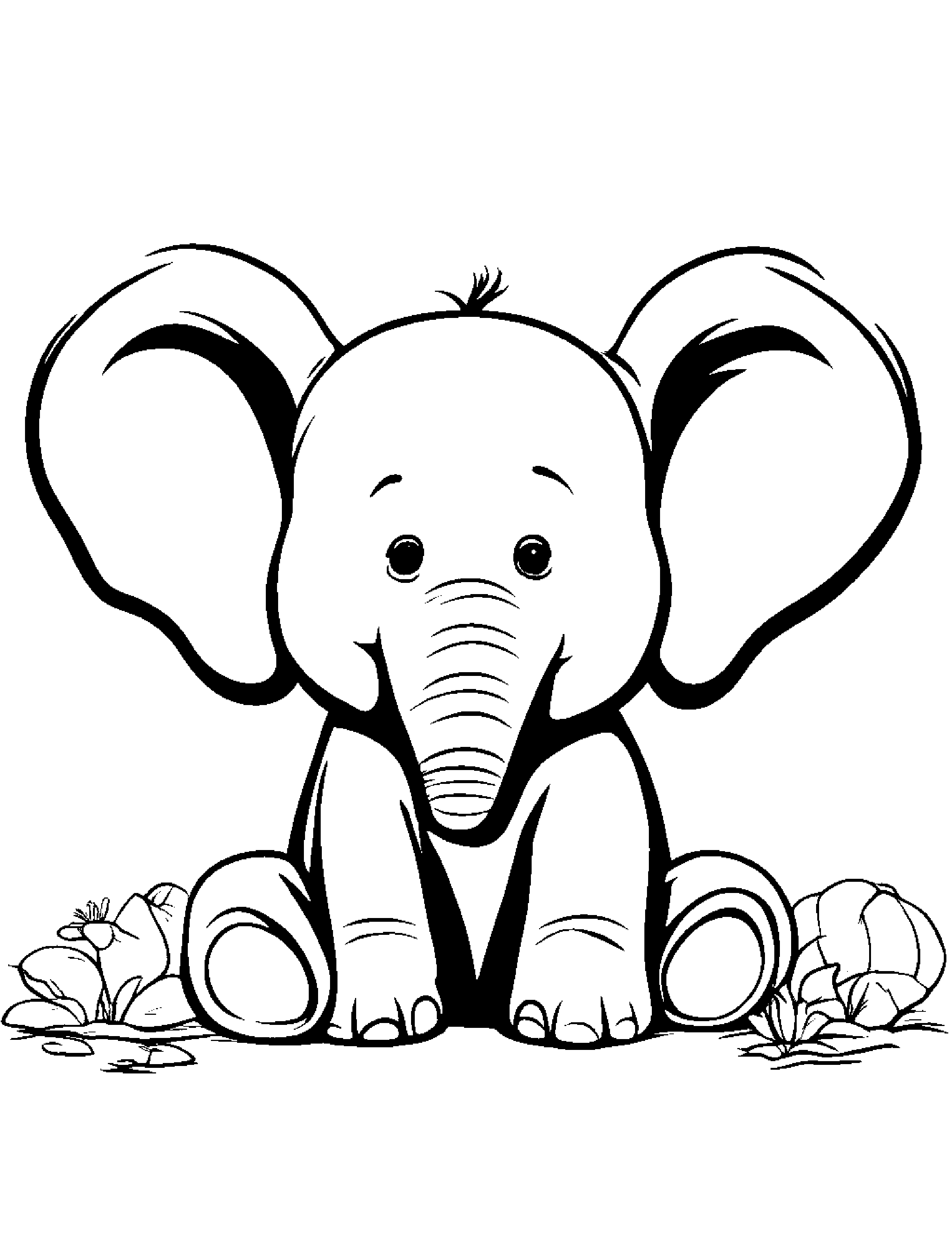 Shy Elephant Calf Tidying Toys #5 Coloring Page (Free Printable PDF)