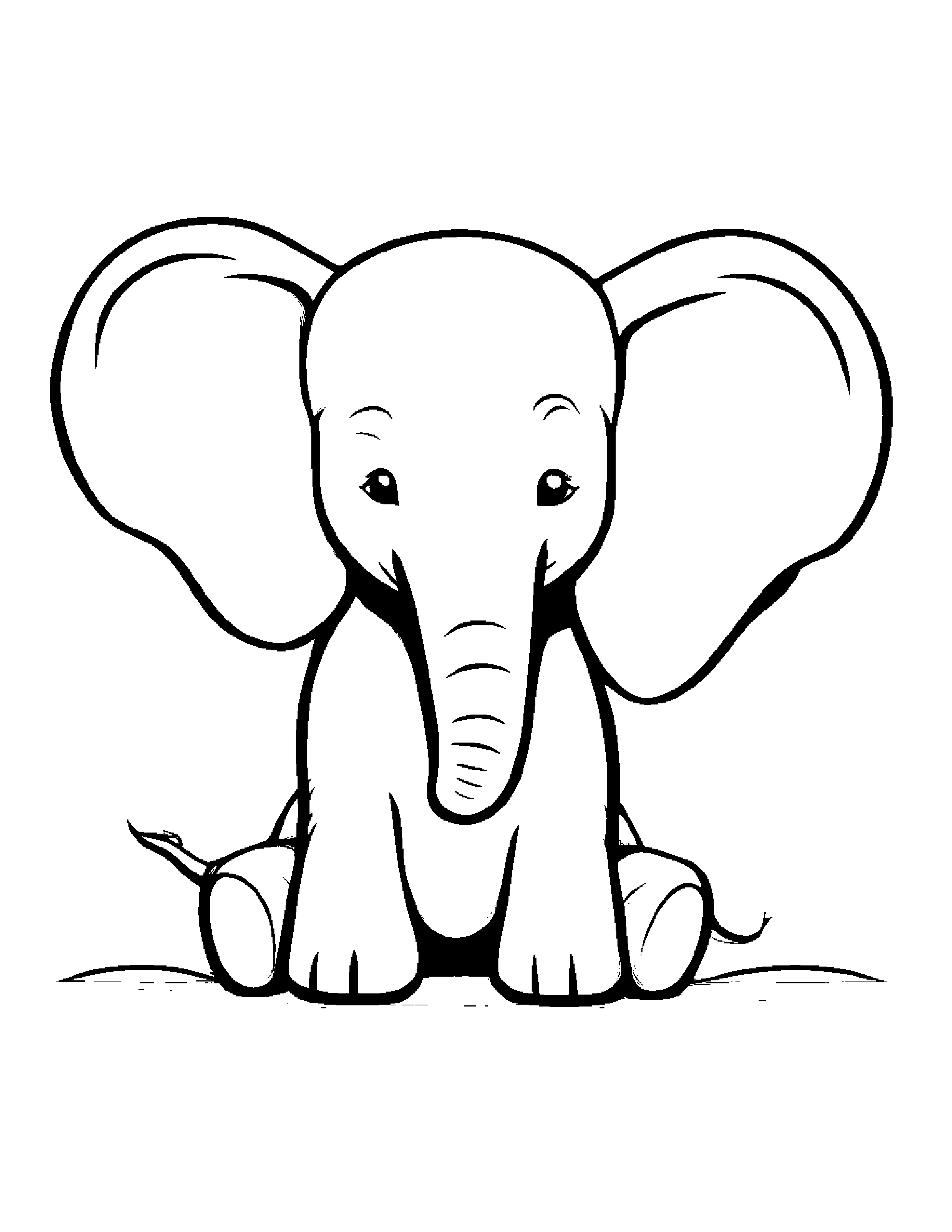 Shy Elephant Calf Tidying Toys Coloring Page (Free Printable PDF)
