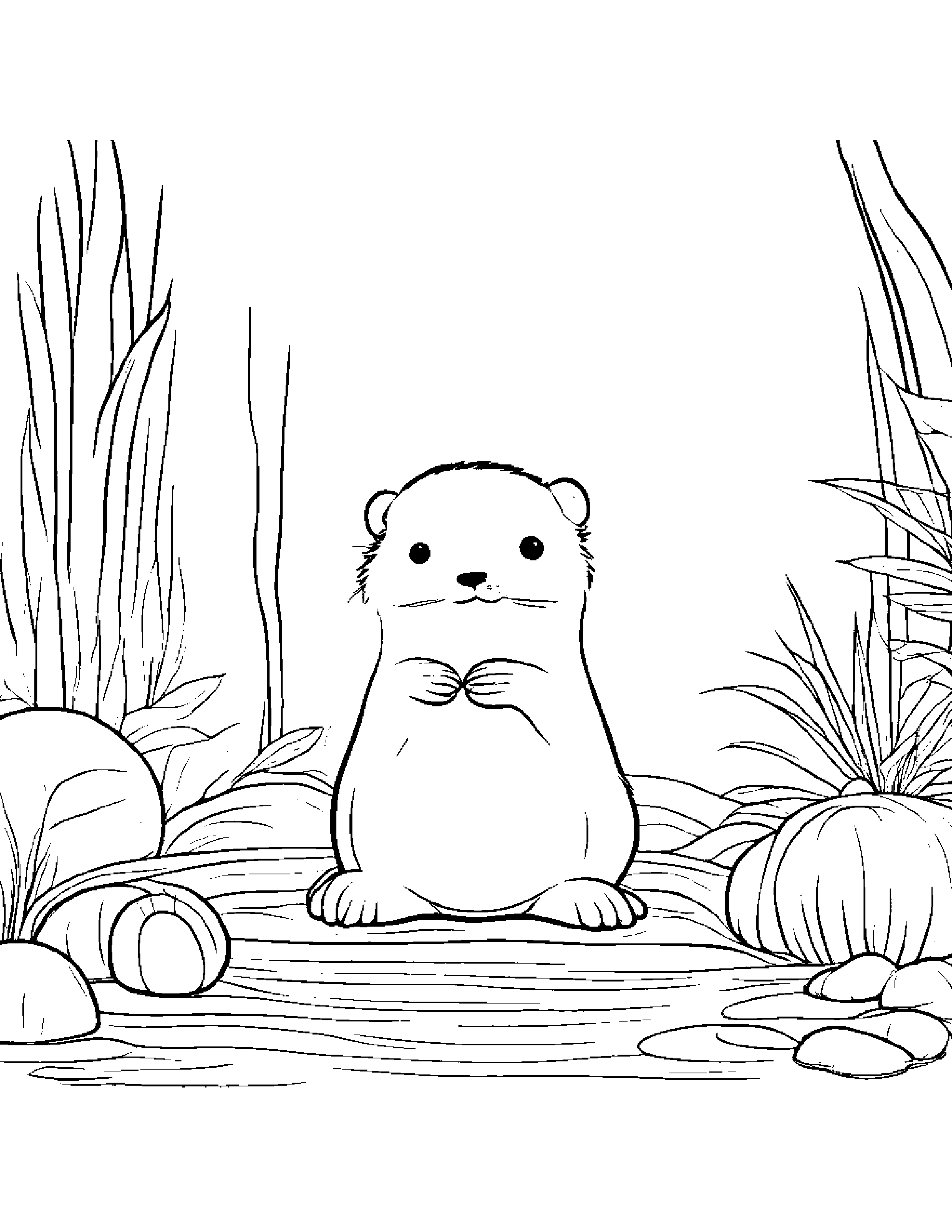 Shy Otter Tidying Toys #2 Coloring Page (Free Printable PDF)
