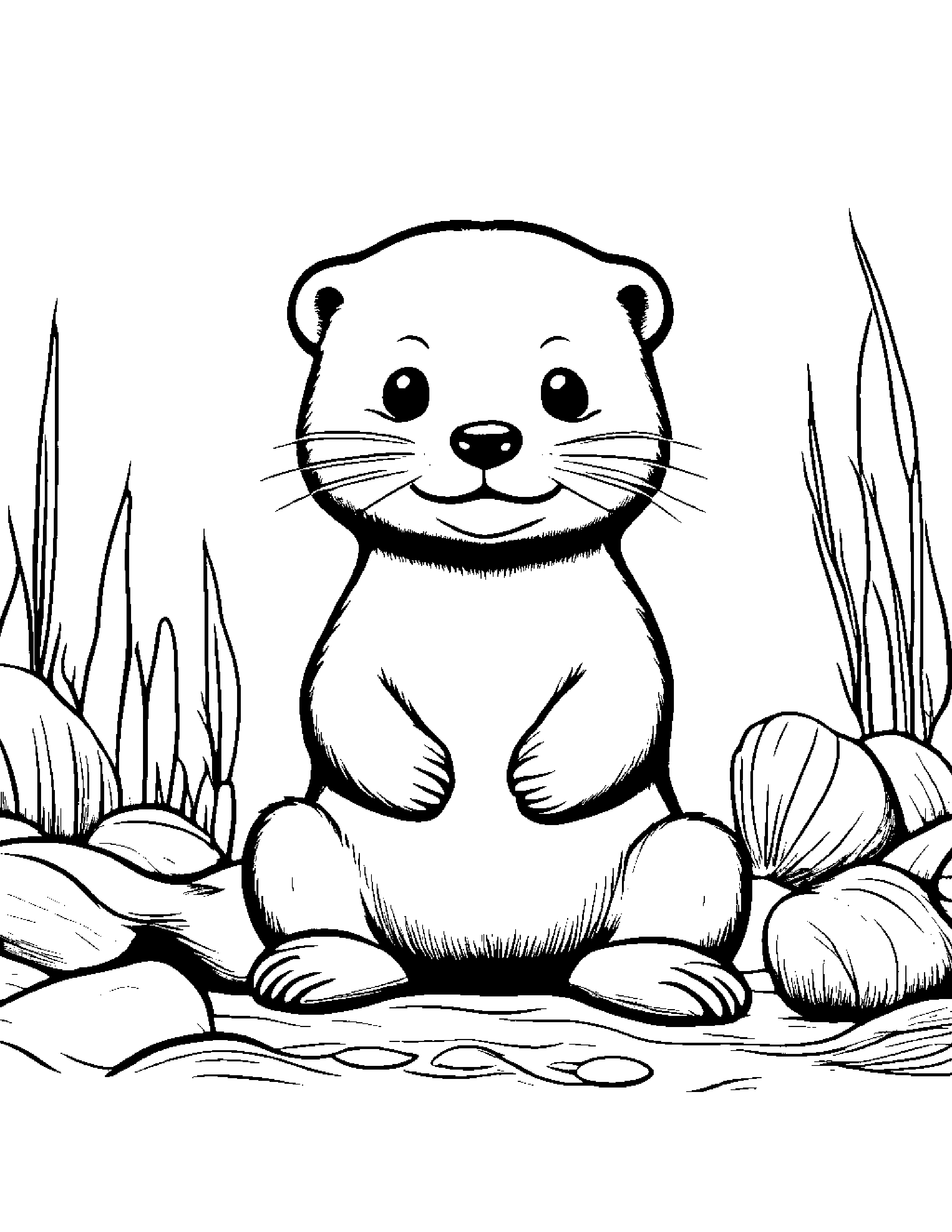 Shy Otter Tidying Toys #5 Coloring Page (Free Printable PDF)
