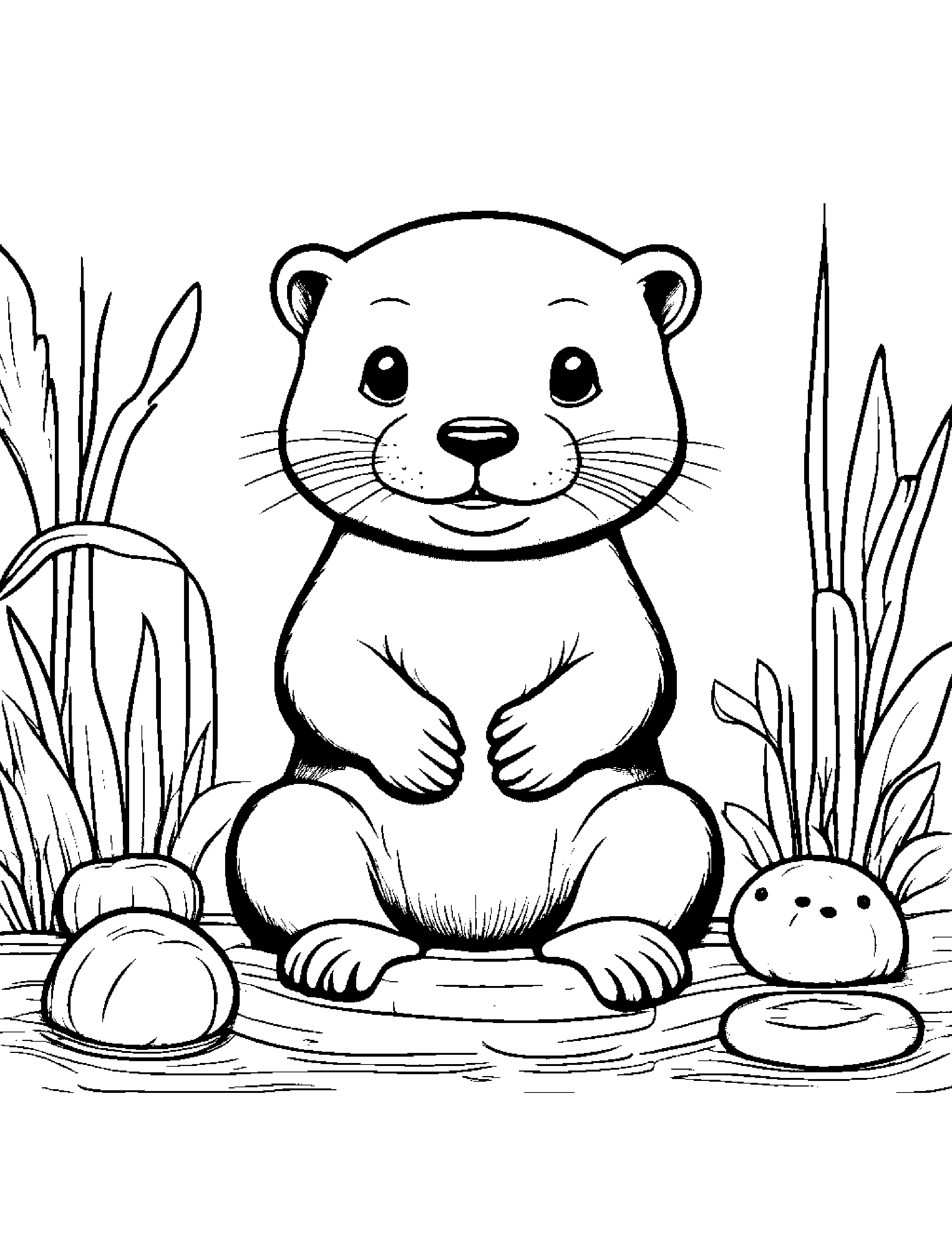 Shy Otter Tidying Toys Coloring Page (Free Printable PDF)