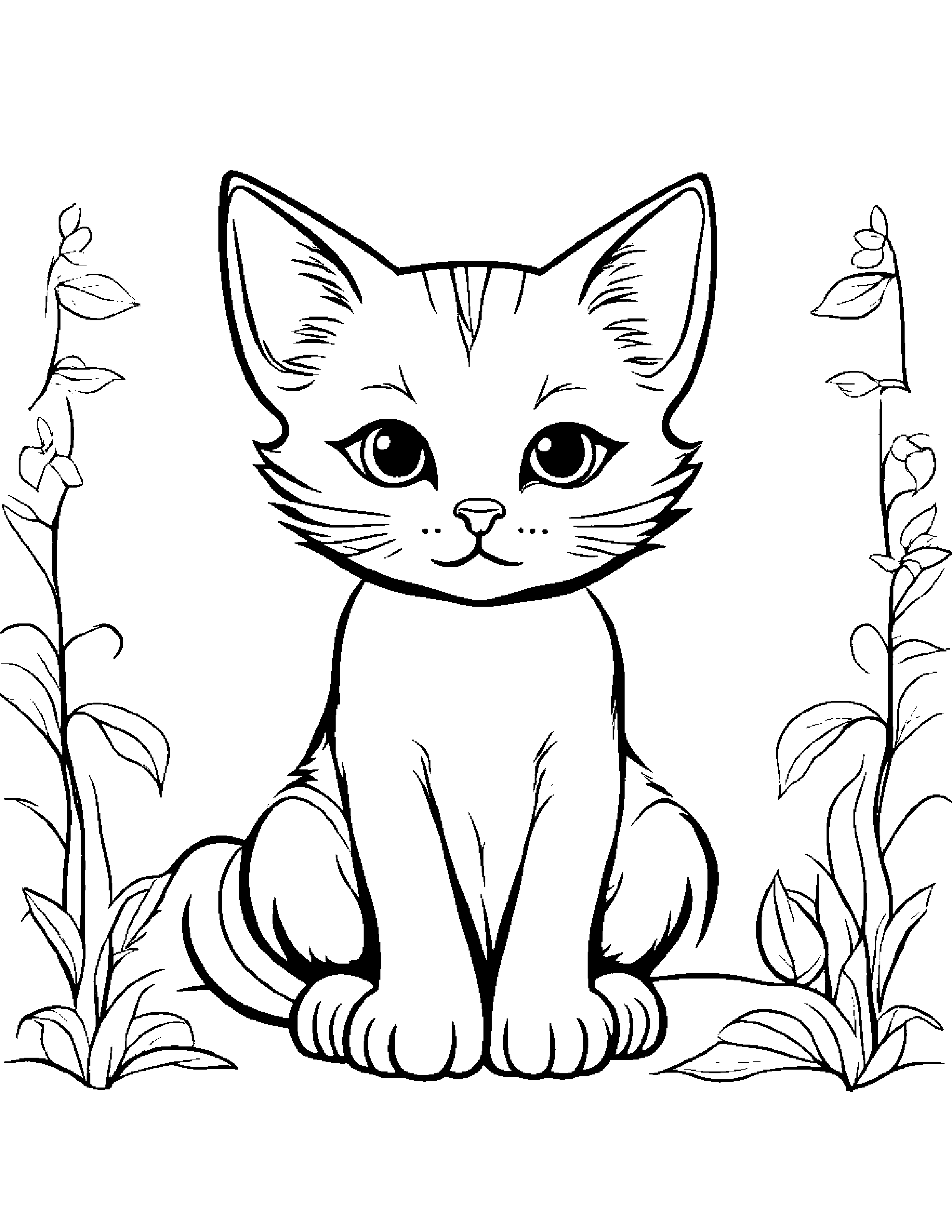 Sprightly Kitten #2 Coloring Page (Free Printable PDF)