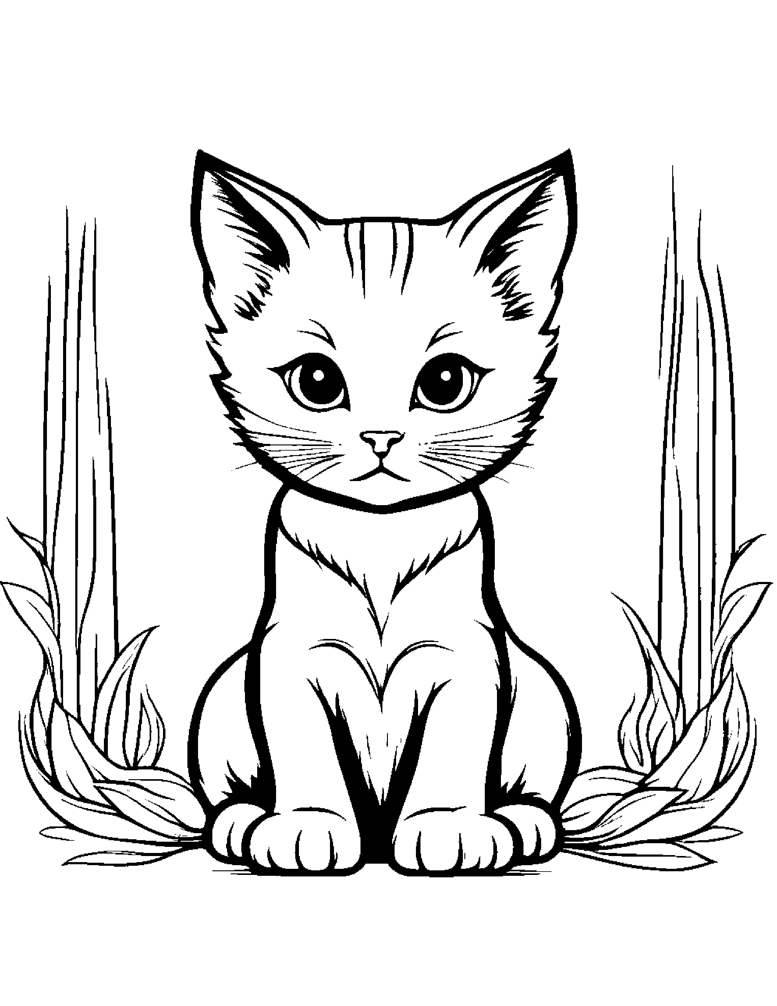 Sprightly Kitten Coloring Page (Free Printable PDF)