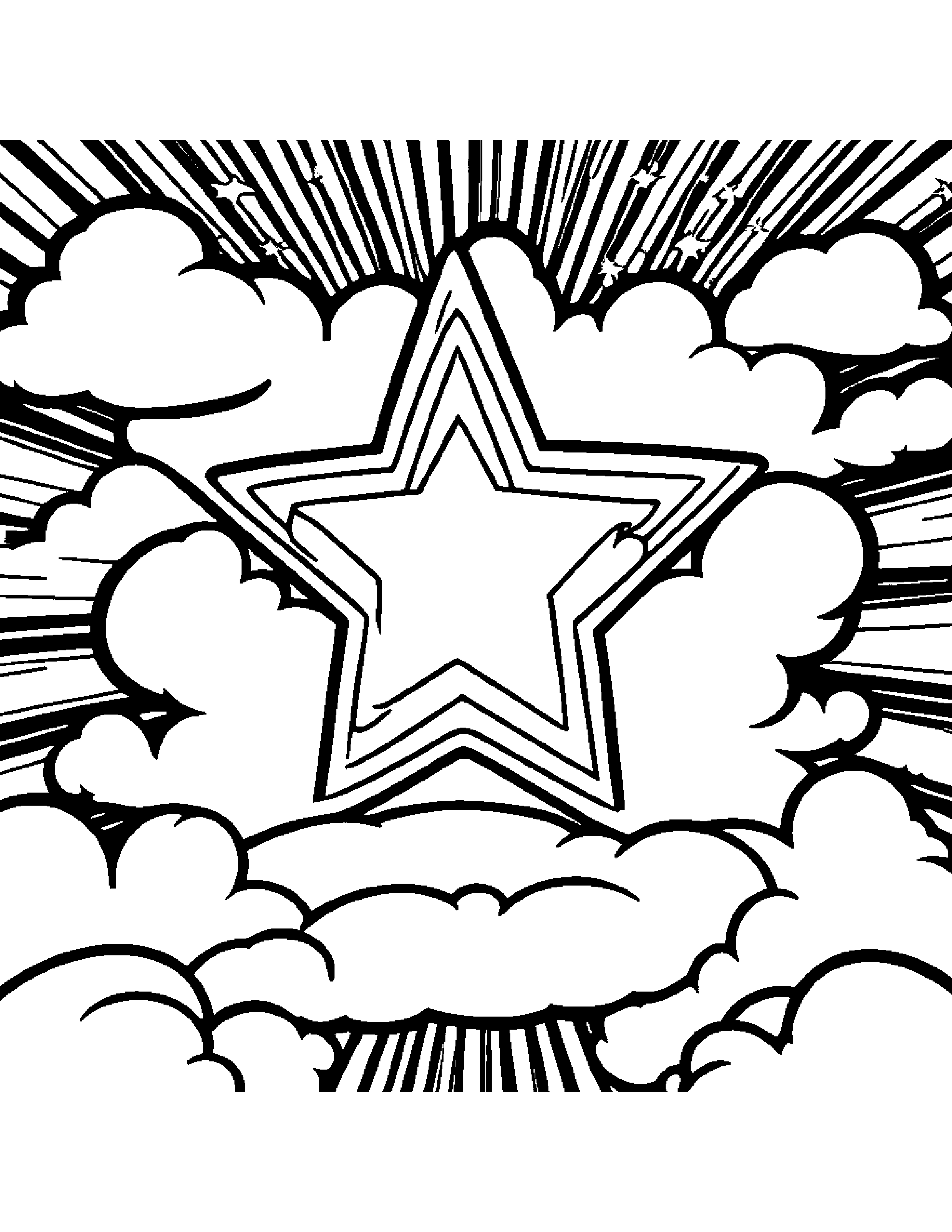 Star Wand Giving A High Five On A Fluffy Cloud #4 Coloring Page (Free Printable PDF)
